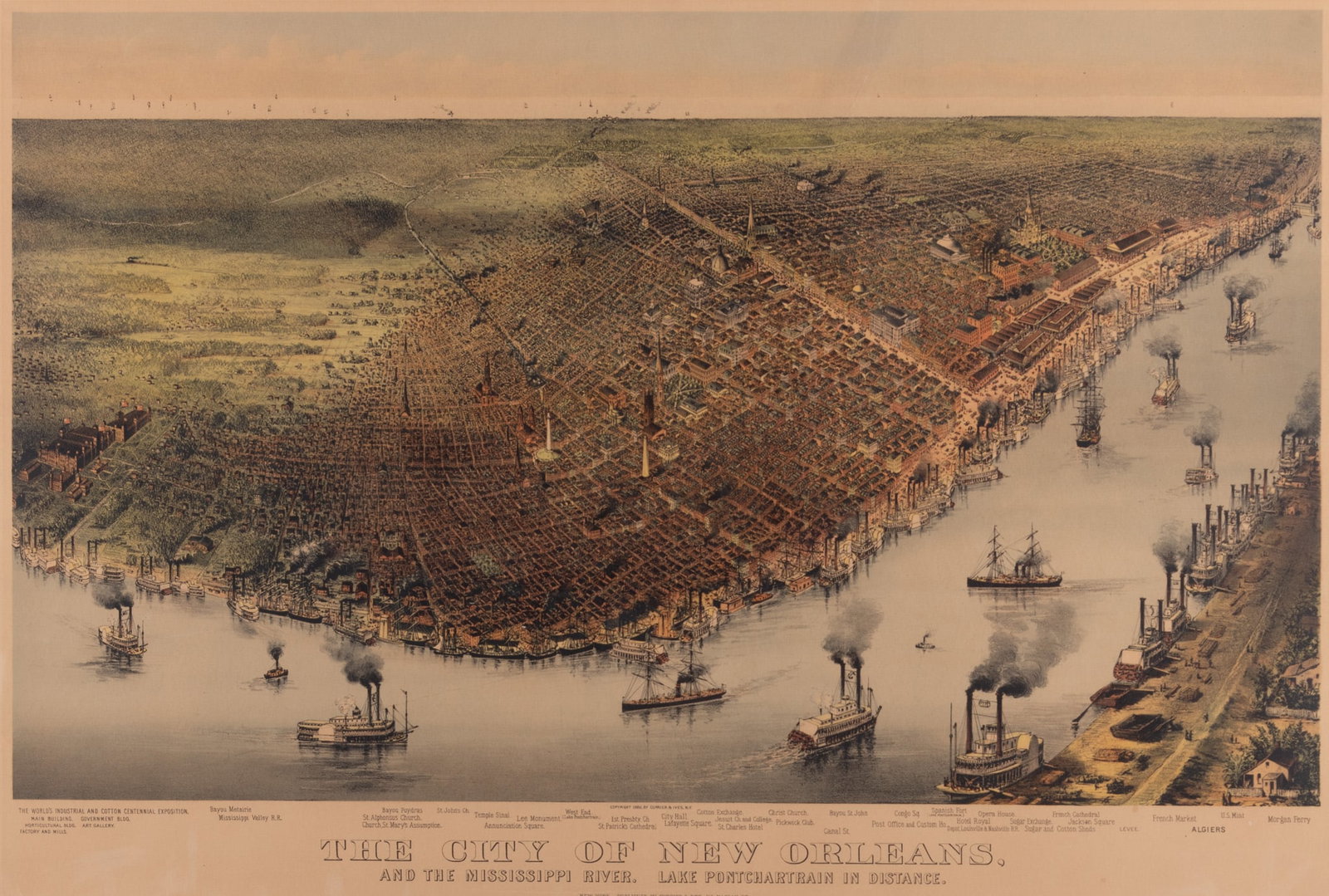 Currier & Ives (Publishers), The City of New Orleans and the Mississippi River. Lake Ponchartrain in (1 of 5)