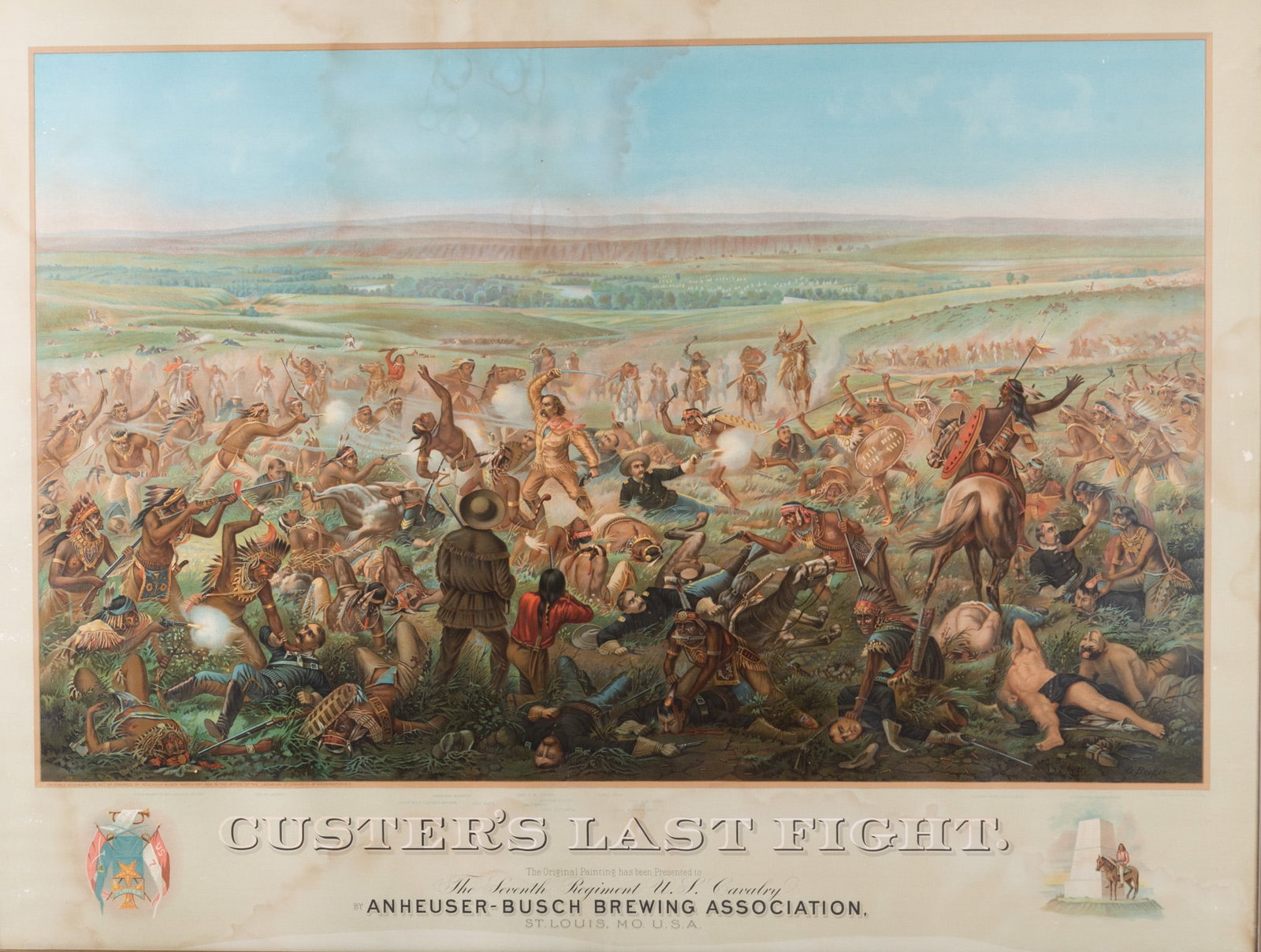 Custer's Last Fight, Vintage Chromolithograph, Published by Anheuser-Busch, March 30th, 1896 (1 of 5)