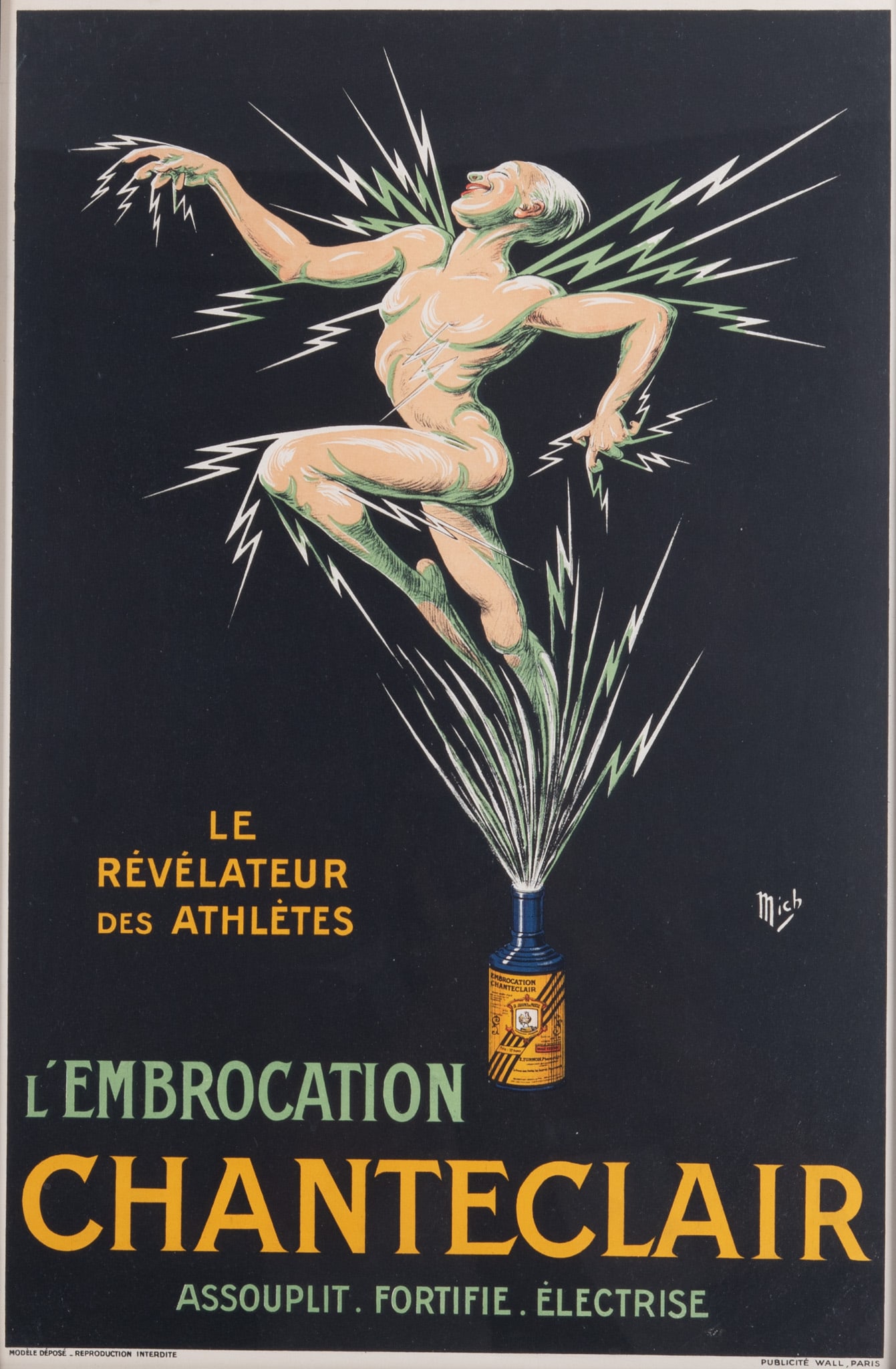 Michel Libeaux, France (1881-1923), l'Embrocation Chanteclair, color lithographic poster (1 of 5)