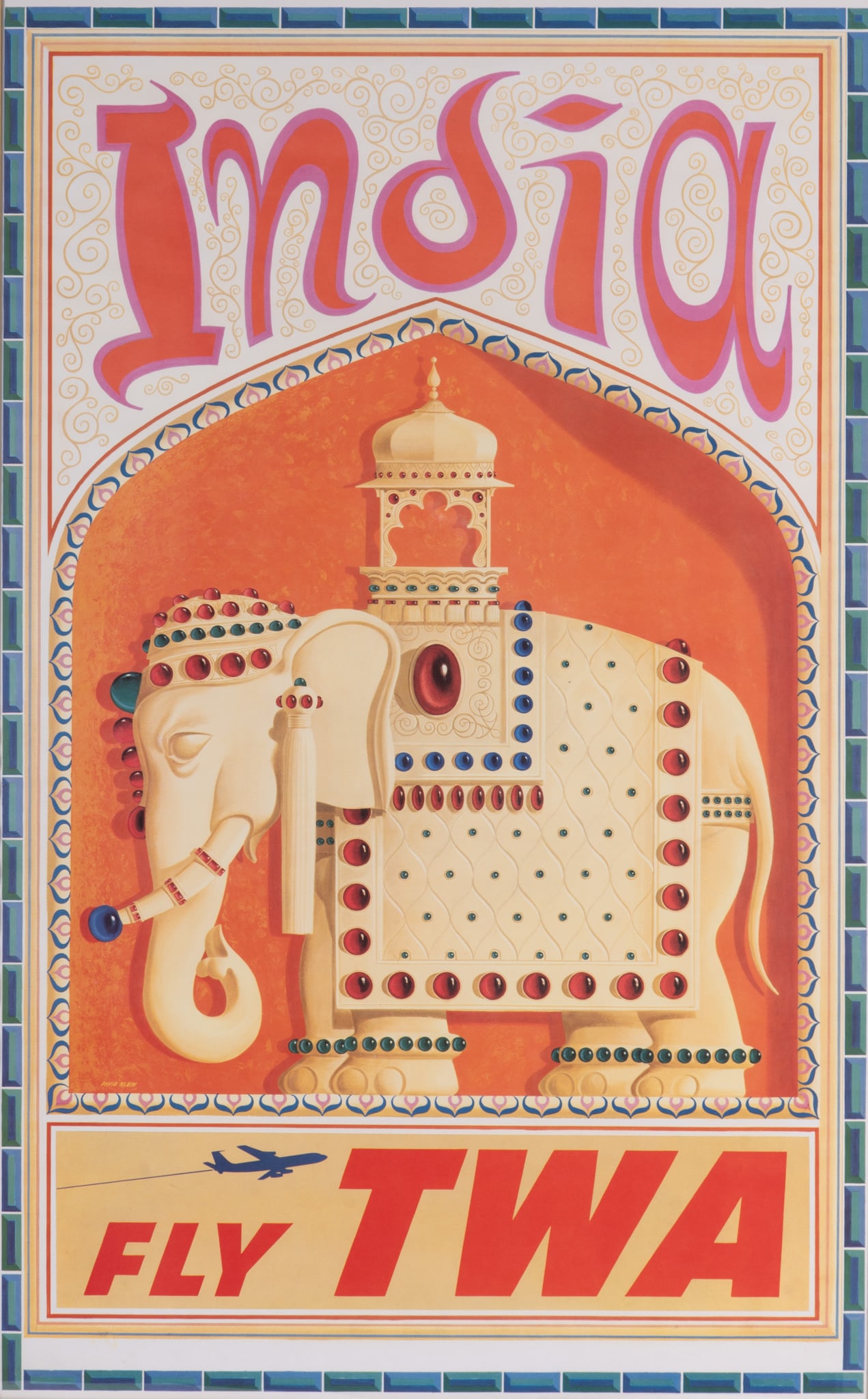 David Klein, Texas / New York (1918-2005), India / Fly TWA, 1953, offset lithographic poster (1 of 5)