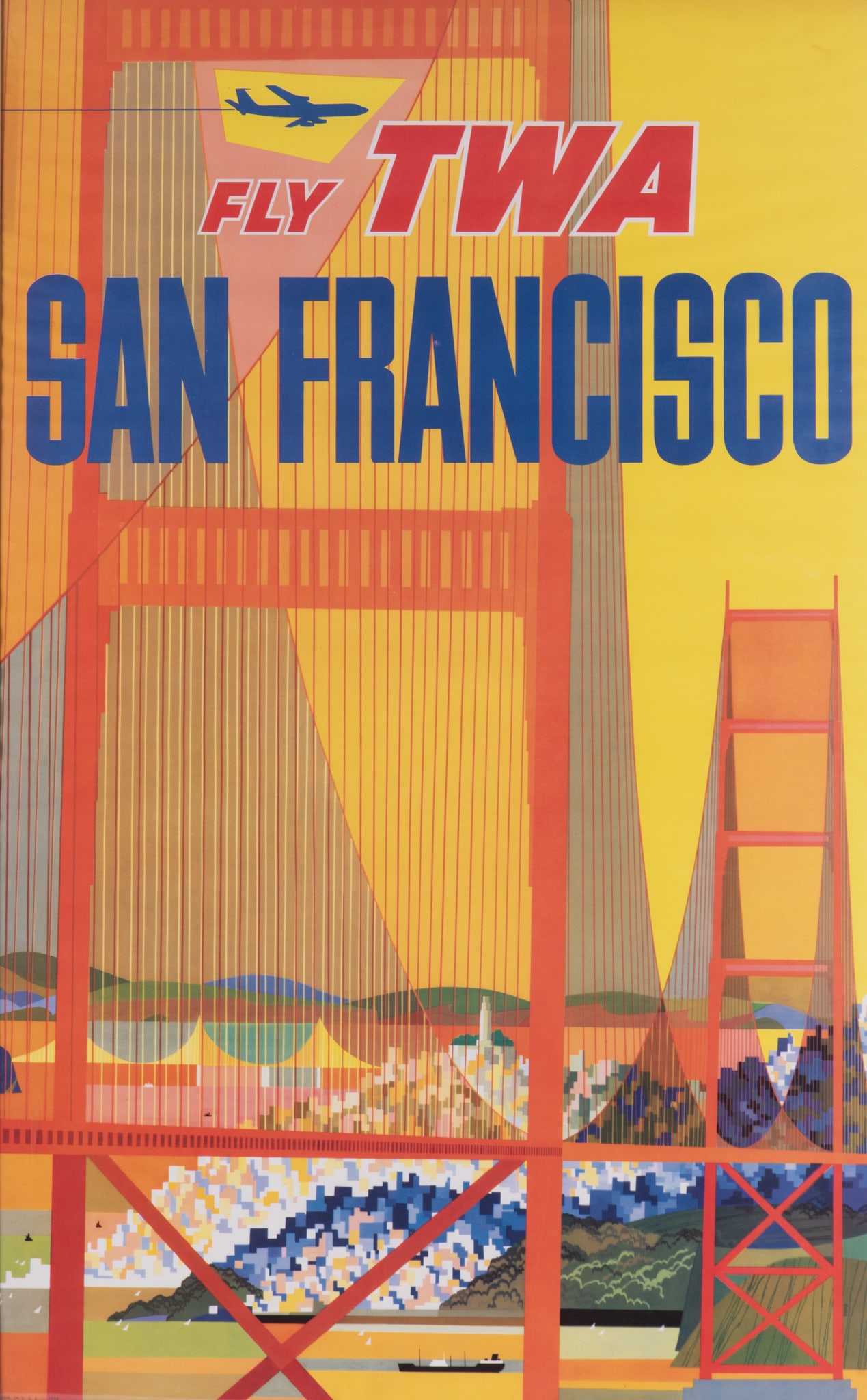 David Klein, Texas / New York (1918-2005), San Francisco / Fly TWA, Circa 1960, offset lithographic (1 of 4)