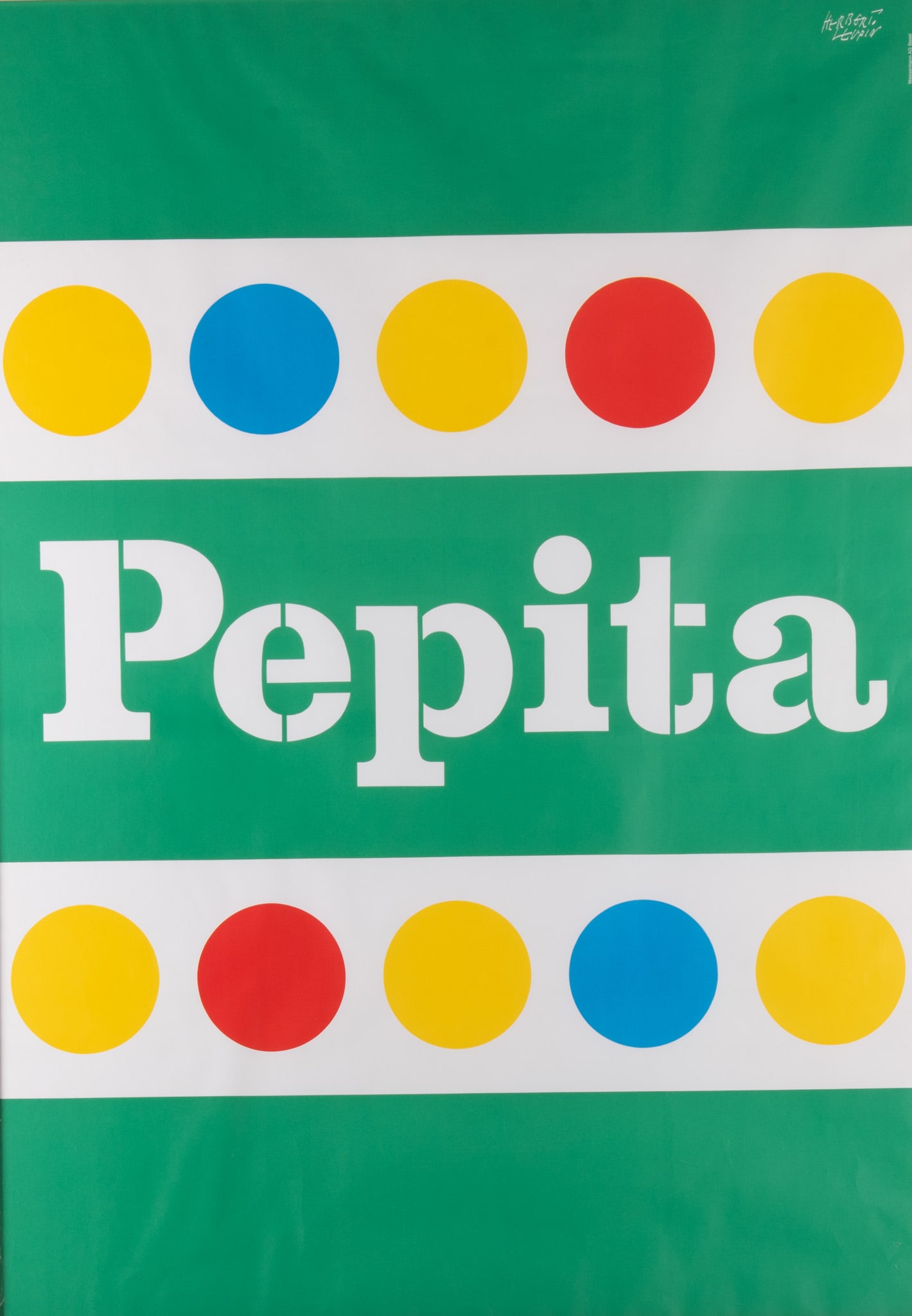 Herbert Leupin, Switzerland (1916-1999), Pepita, color lithographic poster: Herbert Leupin Switzerland, (1916-1999) Pepita color lithographic poster Published by Wassermann A.G., Basel framed. 50 x 35 inches (visible); 52 x 38 inches (overall with frame)