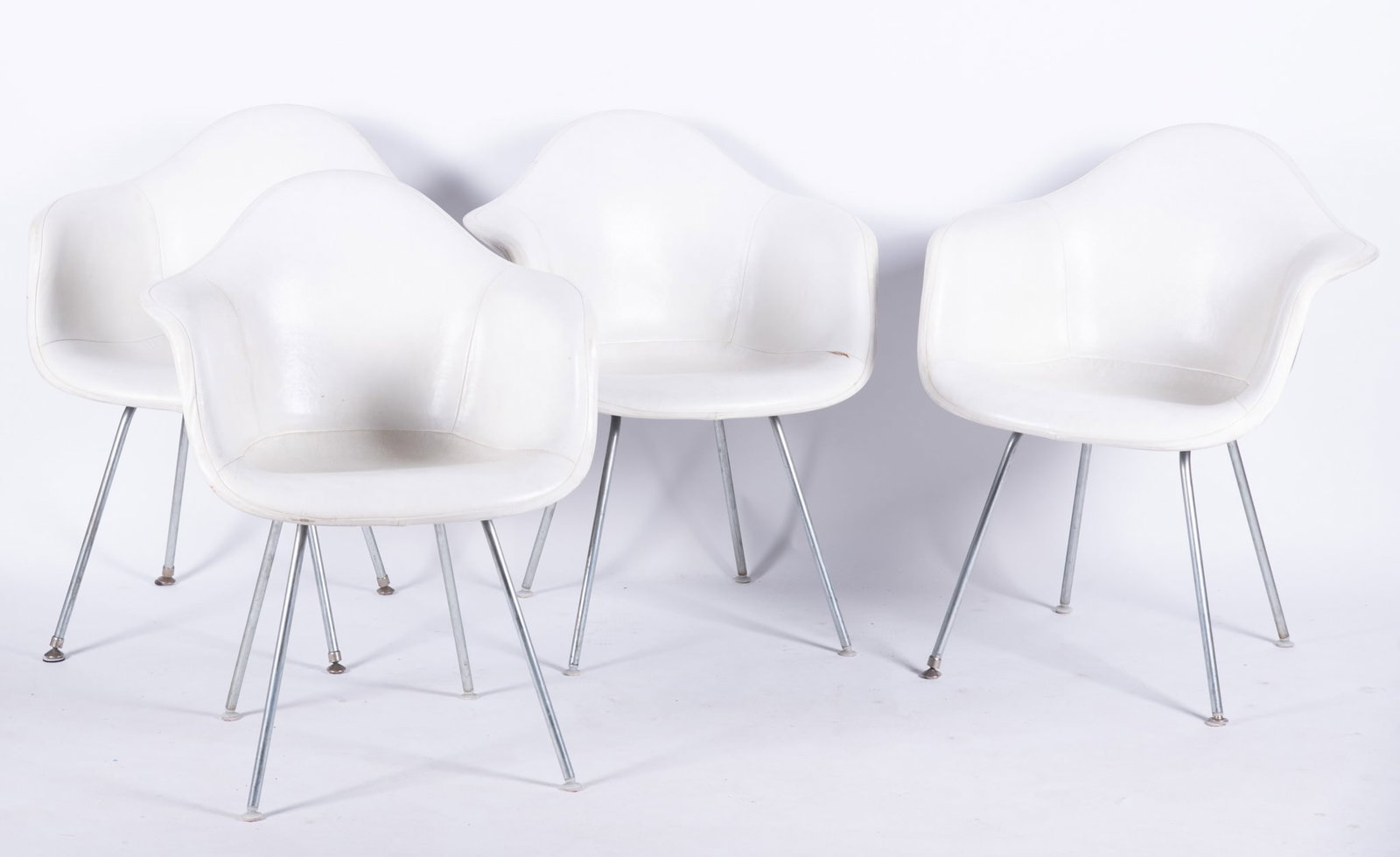 Set of Four Eames for Herman Miller Molded Plastic Upholstered Armchairs (1 of 4)