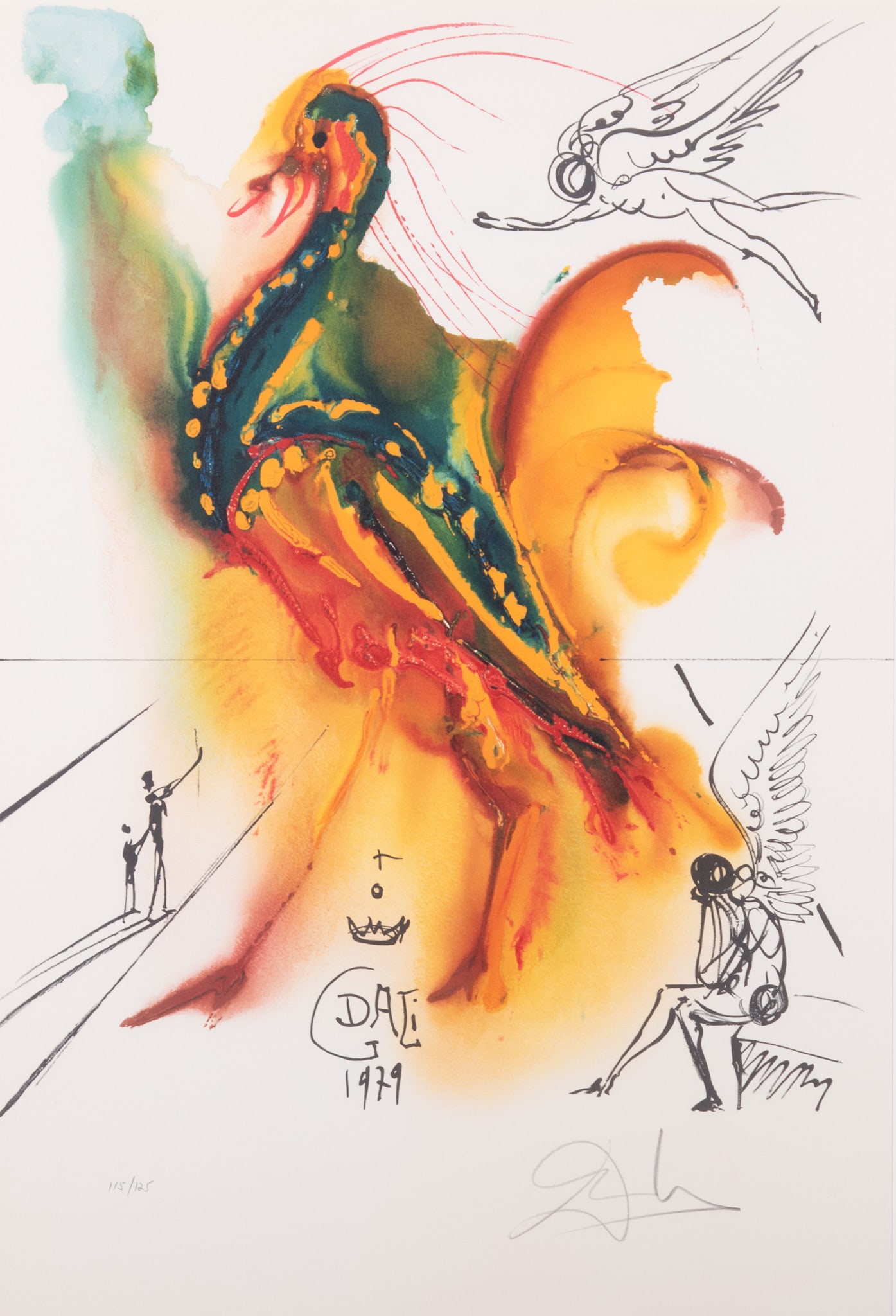 Salvador Dali, Spanish (1904-1989), Le Grand Pavon, 1979, Offset lithograph in colors on Arches: Salvador Dali Spanish, (1904-1989) Le Grand Pavon, 1979 Offset lithograph in colors on Arches paper, ed. 115/125 Signed verso by Albert Field, framed. 28 3/4 x 19 3/4 inches (visible); 36 x 27 inches