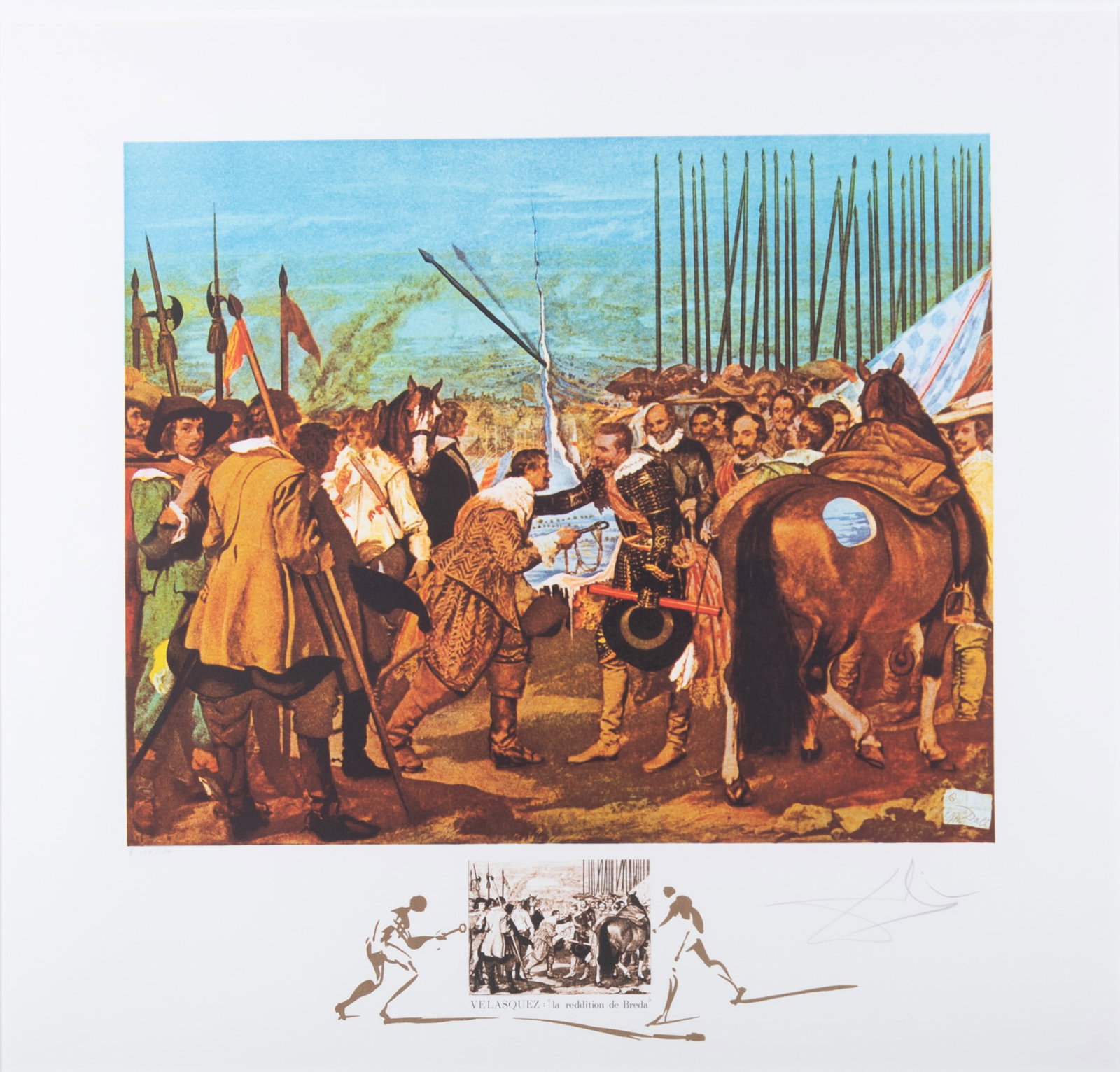 Salvador Dali, Spanish (1904-1989), Changes in Great Masterpieces, Velazquez, La reddition de Breda,: Salvador Dali Spanish, (1904-1989) Changes in Great Masterpieces, Velazquez, La reddition de Breda color lithograph on Rives BFK paper, ed. 114/150 signed and numbered in pencil in the lower margin,