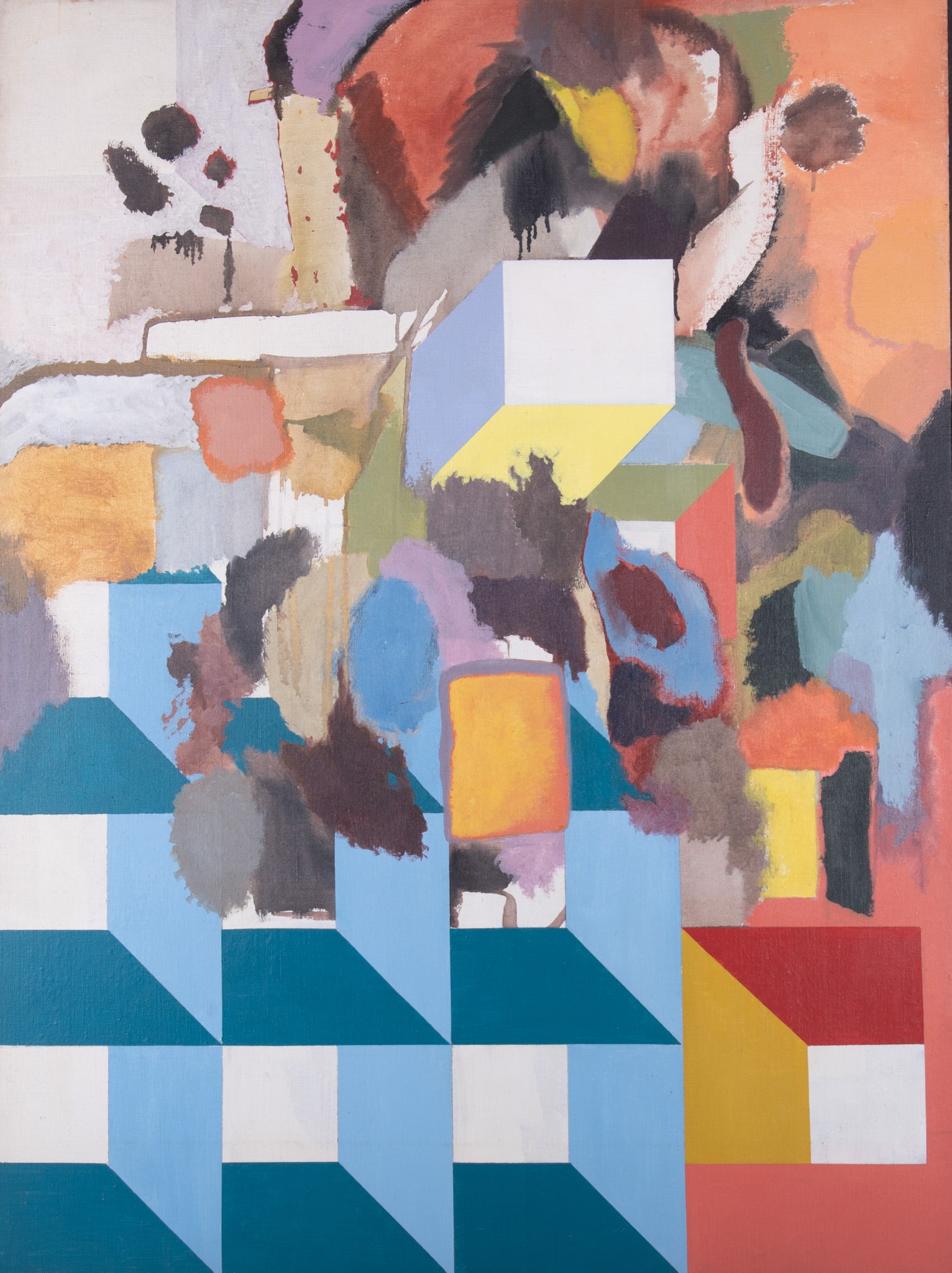 John Wehmer, Missouri (1927-2019), Falling Apart #1, ca 1970, acrylic on canvas (1 of 4)