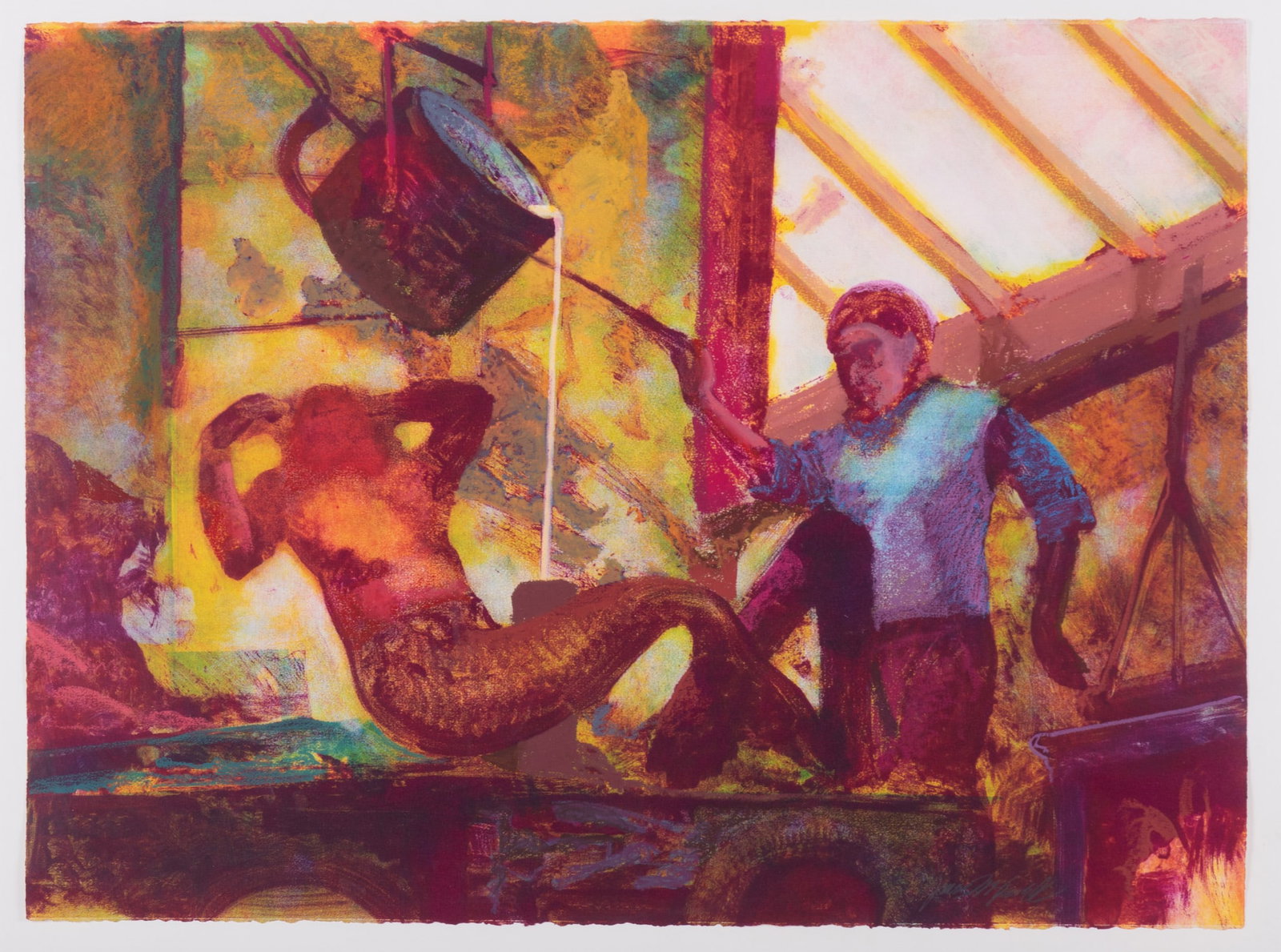James McGarrell, American (1930-2020), Bronze Caster, 1988, mixed media on paper (1 of 4)