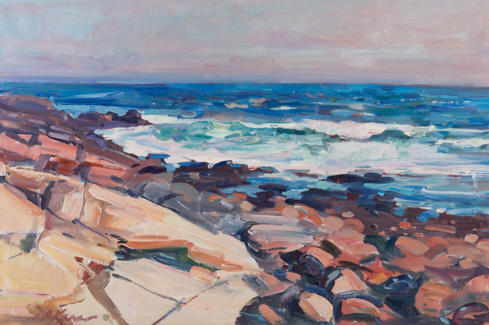 James P. Kerr, Florida, North Carolina (b. 1953), Rocky Coast, oil on canvas (1 of 4)