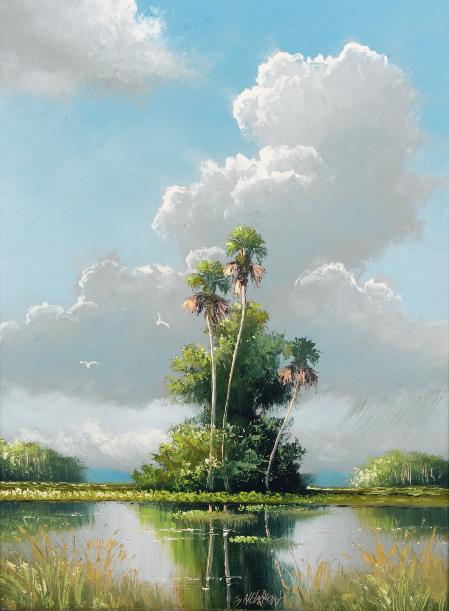 Sam (Highwayman) Newton, Georgia (b. 1948), Marsh Landscape, oil on board (1 of 4)