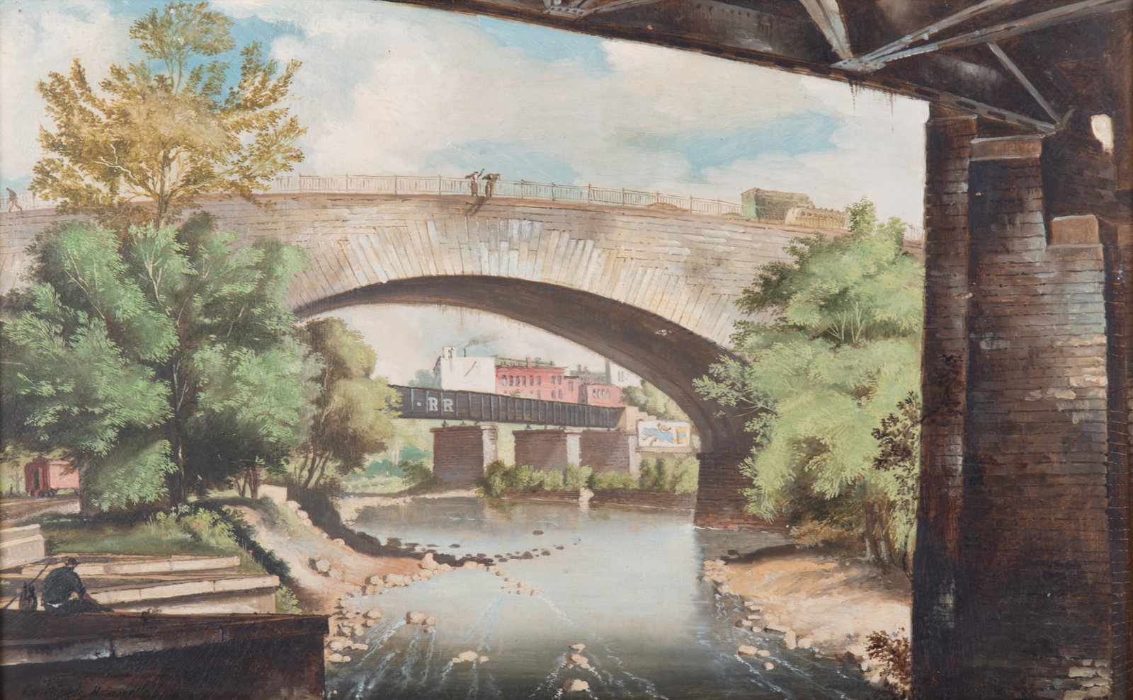Earl Francis Hofmann, American (1928-1992), Under the Bridge, oil on canvas (1 of 5)