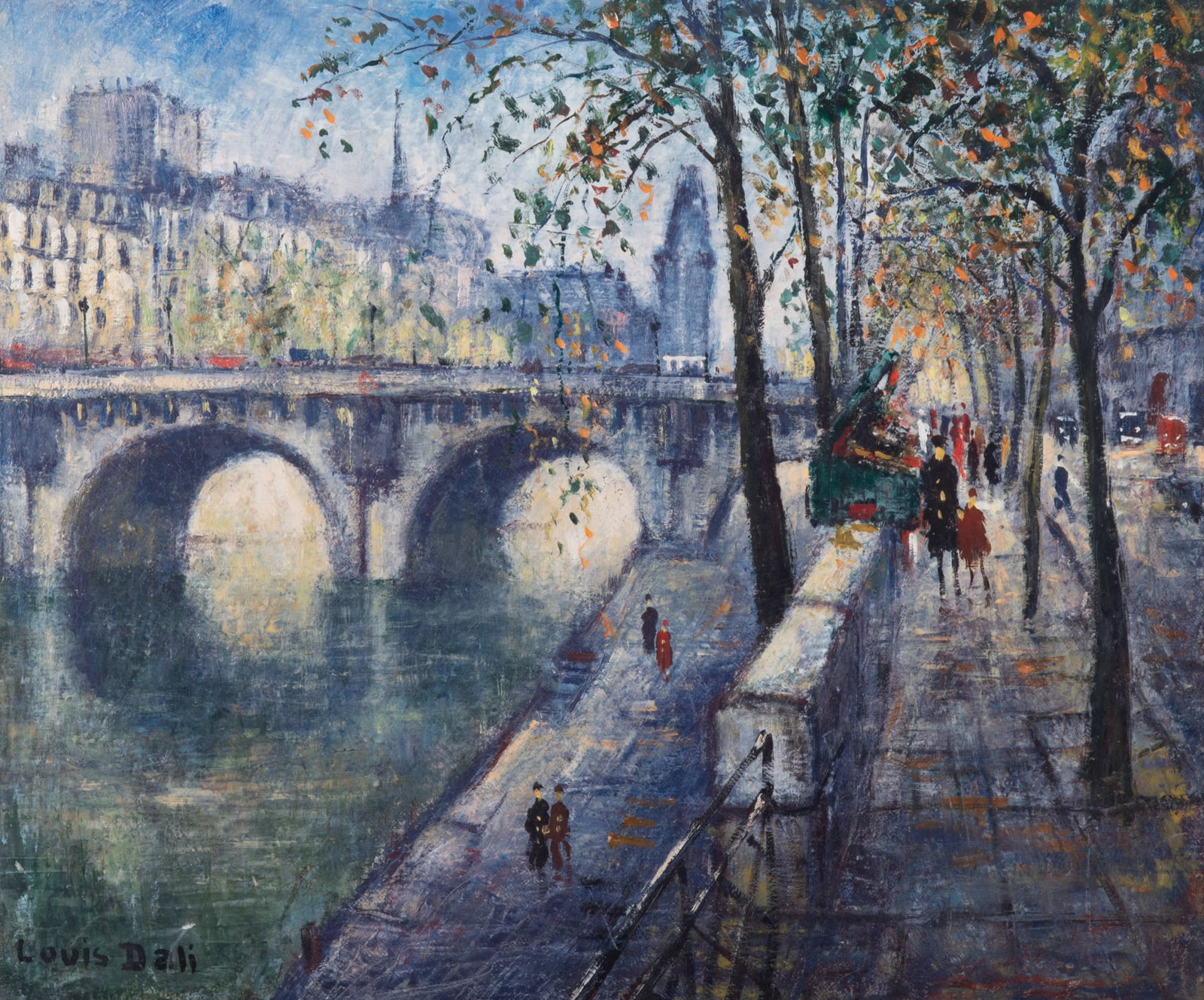 Louis Dali, French (1905-2001), Parisian Street Scene, oil on board: Louis Dali French, (1905-2001) Parisian Street Scene oil on board signed lower left, framed 14 1/4 x 17 1/4 inches; 19 7/8 x 23 inches (overall with frame)