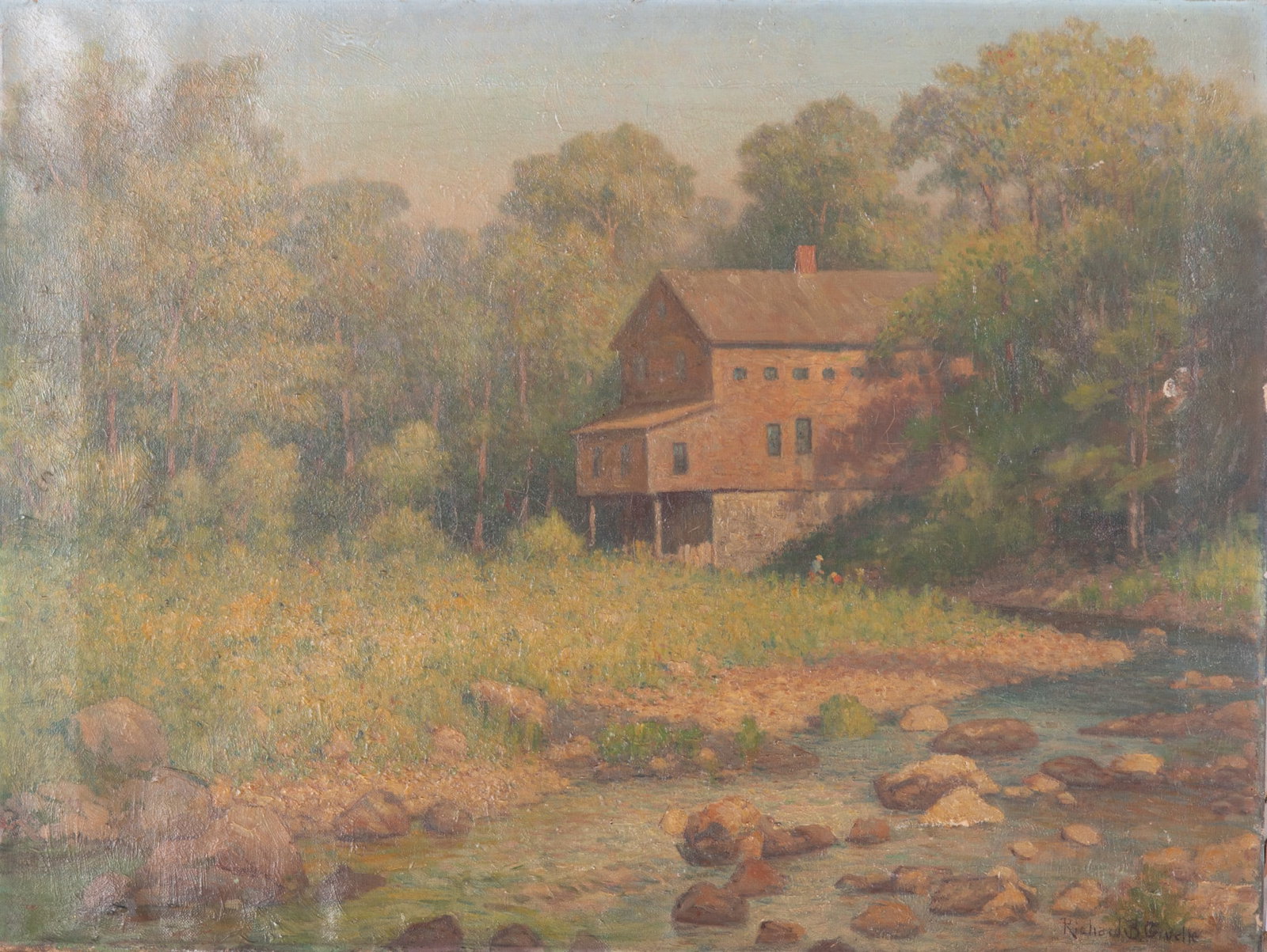 Richard Buckner Gruelle, American (1851-1914), The Old Mill, oil on canvas: Richard Buckner Gruelle American, (1851-1914) The Old Mill oil on canvas signed lower right, unframed on stretched canvas 18 x 24 inches