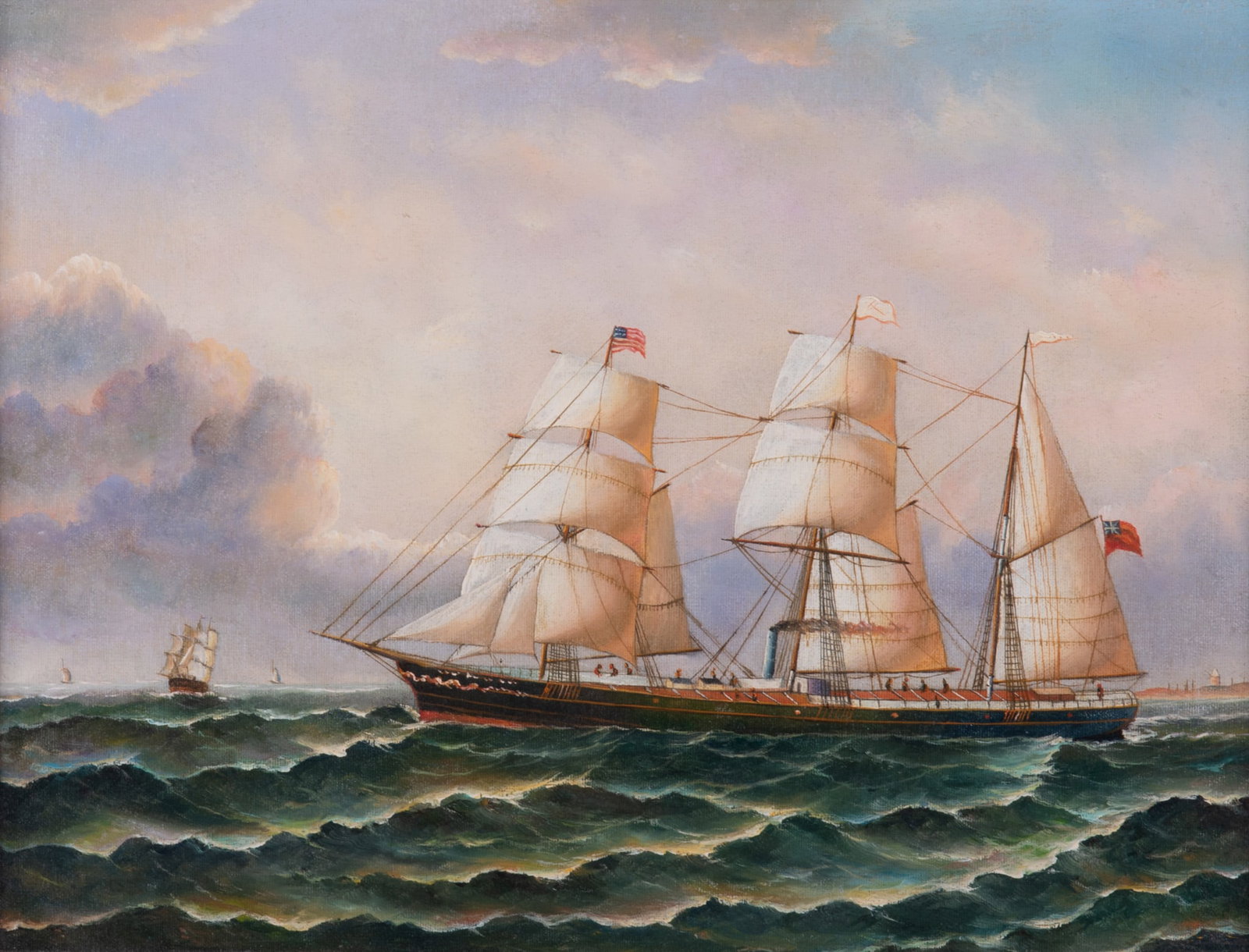 Unknown Artist, 20th Century, Merchant Ship Seascape, oil on canvas (1 of 3)