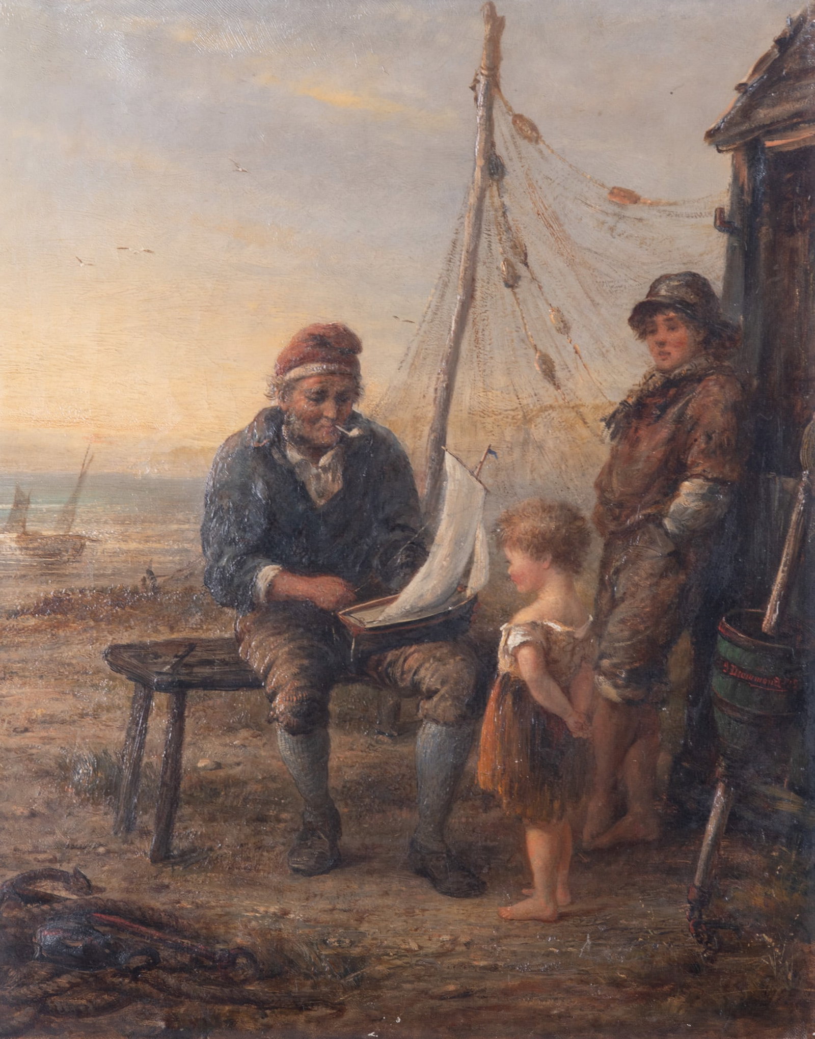 J. Drummond, United Kingdom 19th Century, Son of a Sailor, oil on canvas: J. Drummond United Kingdom, 19th Century Son of a Sailor oil on canvas signed middle right, unframed on stretched canvas 20 1/4 x 16 1/8 inches