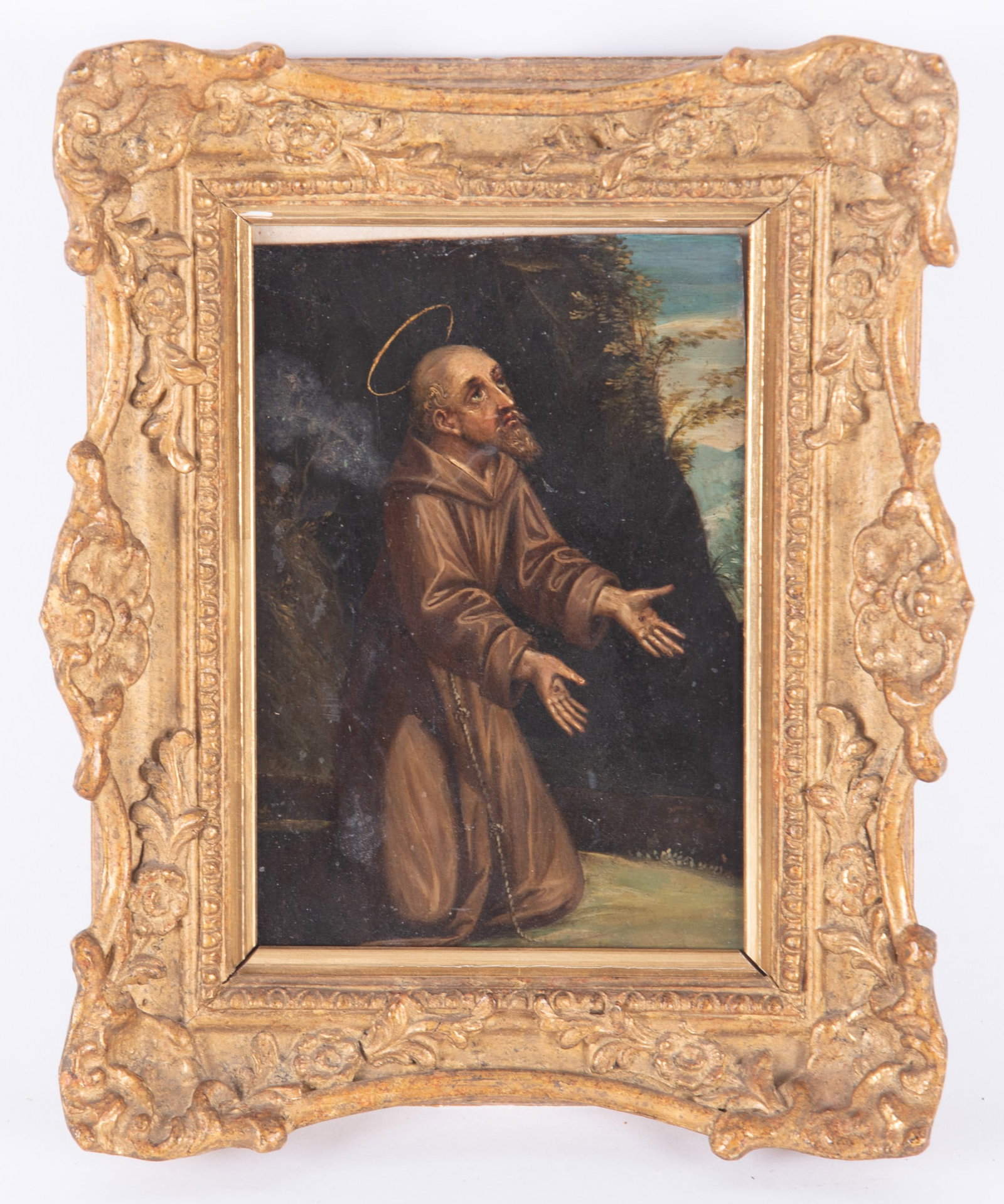 Continental 19th / 20th Century, St. Francis of Assisi at Mt. Alverna, oil on copper (1 of 2)