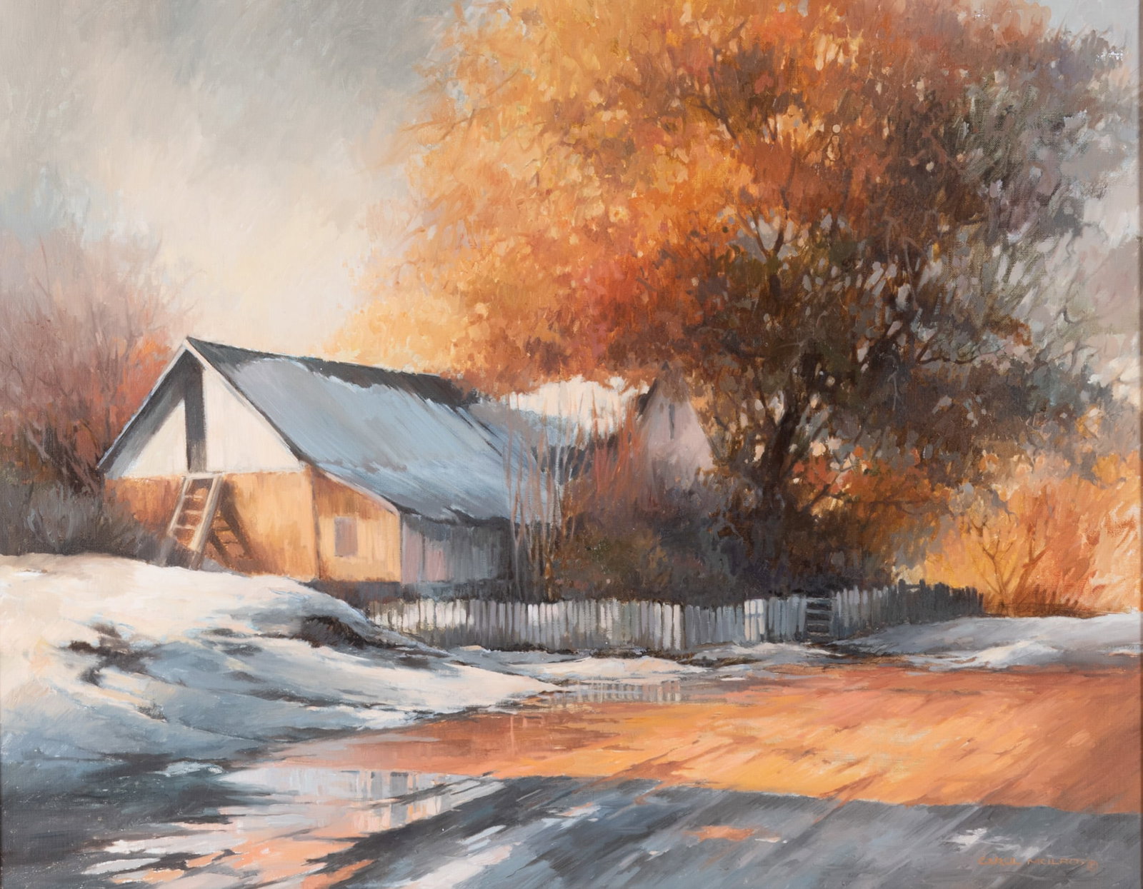 Carol Jean McIlroy, 1924-1999, Winter Farmhouse Scene, oil on canvas (1 of 5)