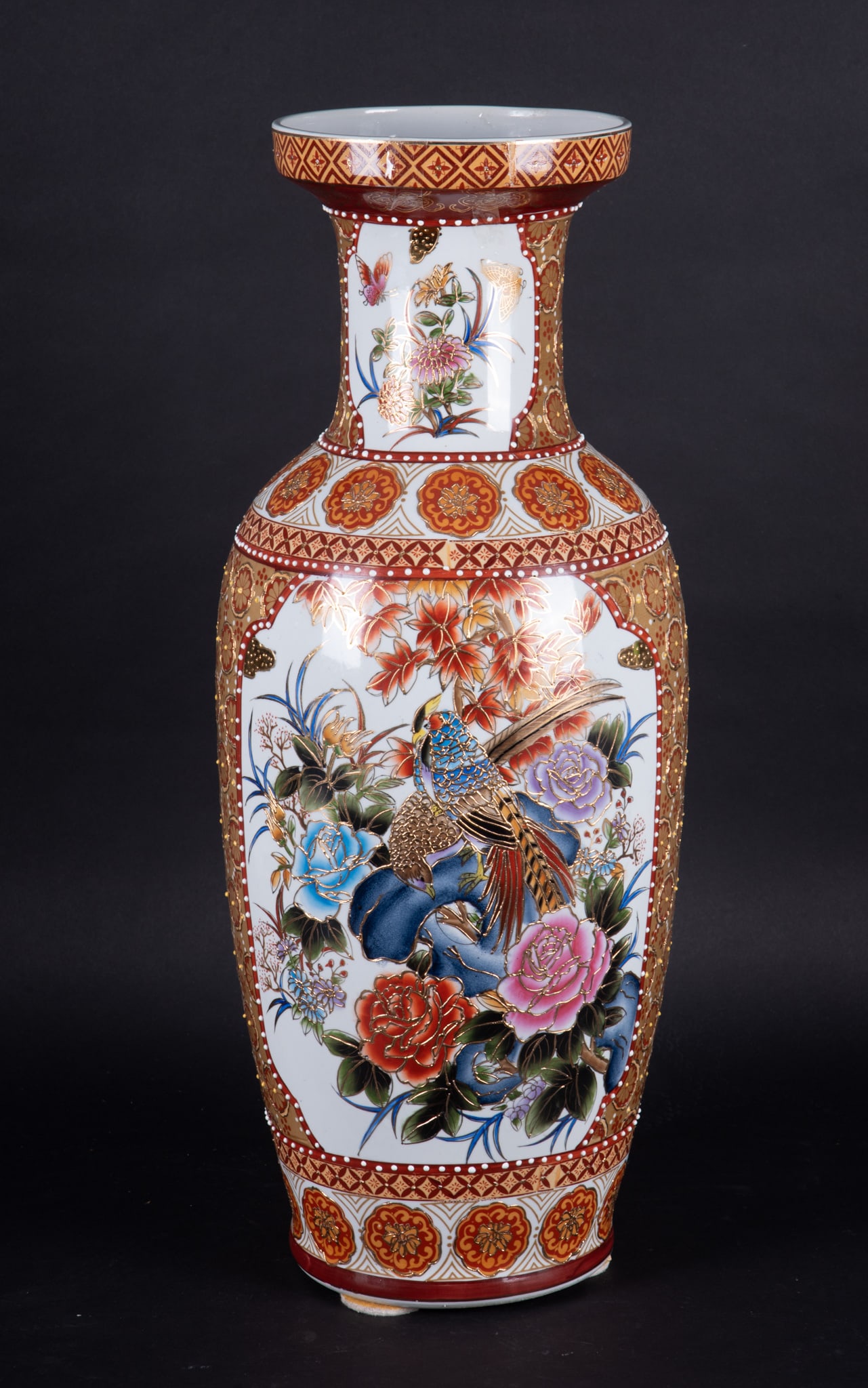 Large Decorative Chinese Vase: Large Decorative Chinese Vase This vase is 24 inches tall. It is marked "Made in China". 24 inches