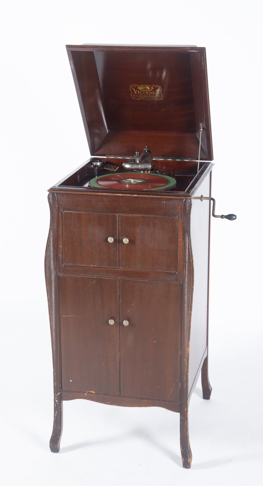 Antique Victrola Along With Approximately Thirty Four 10" Records (1 of 4)
