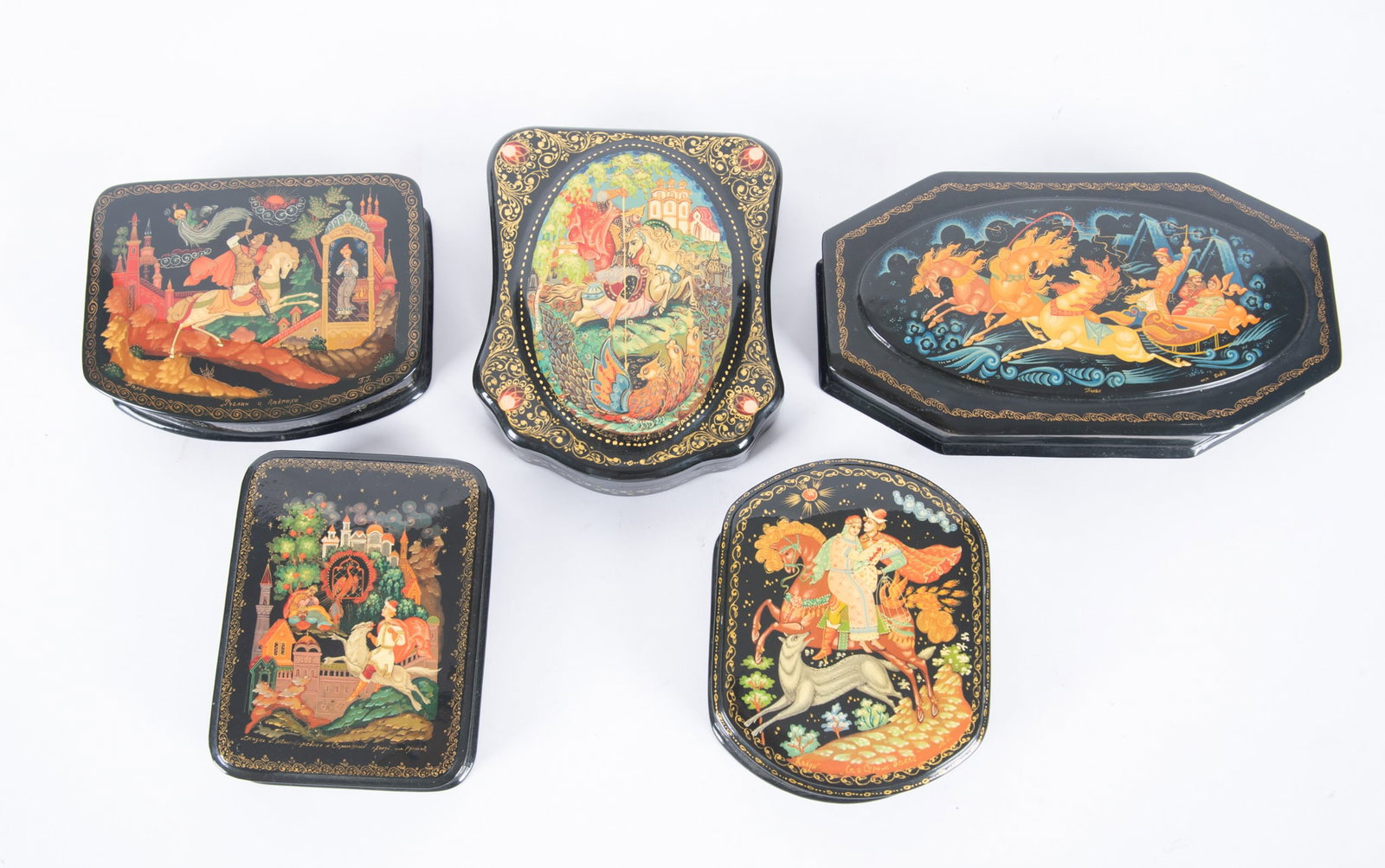 Five Russian Lacquerware Boxes (1 of 3)