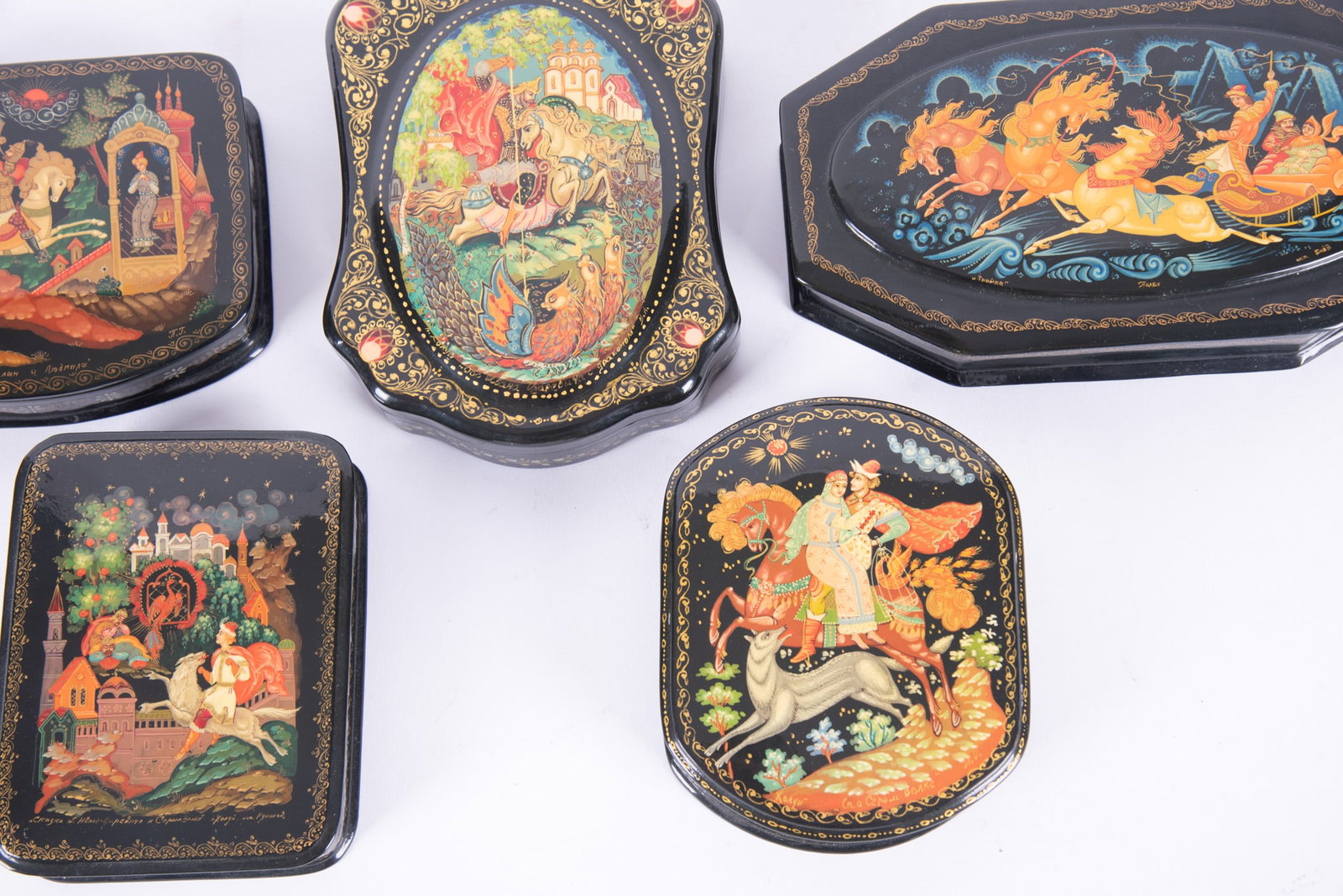 Five Russian Lacquerware Boxes - 3