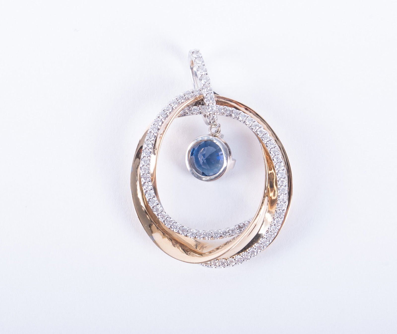 14K Yellow Gold Diamond Sapphire Pendant (1 of 2)