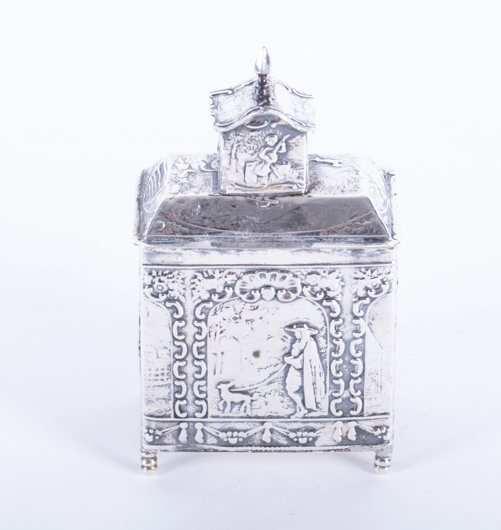 An Antique Rectangular Dutch Silver Repousse Tea Caddy (1 of 4)