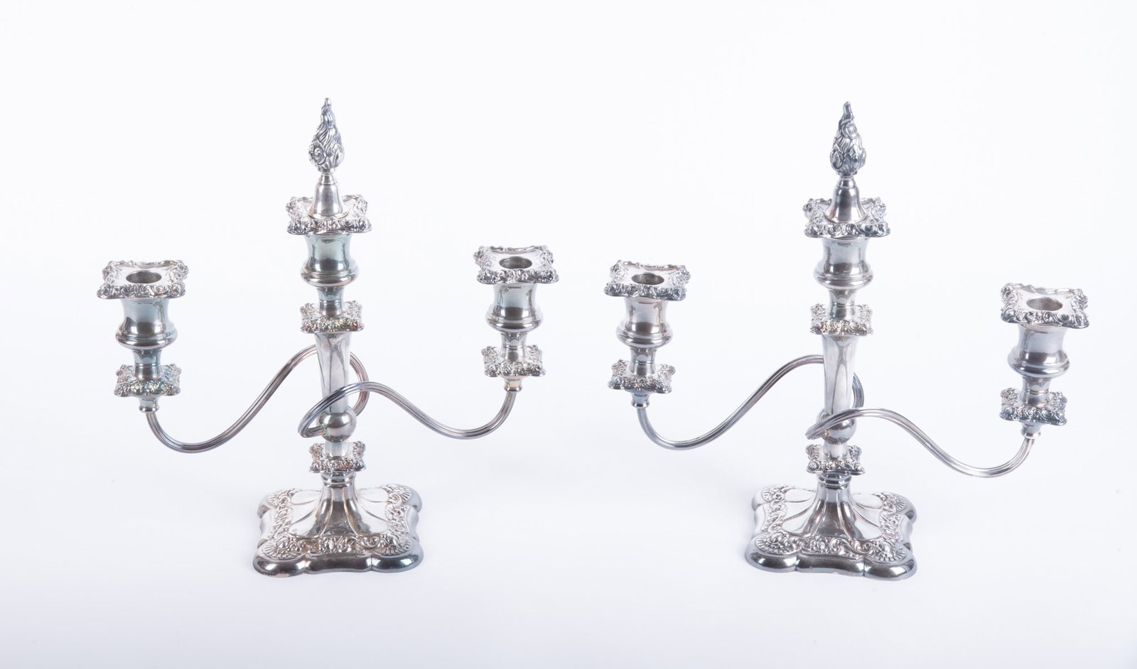 A Pair of Vintage Three-Arm Plated Silver Candelabra, International Silver Company (1 of 4)