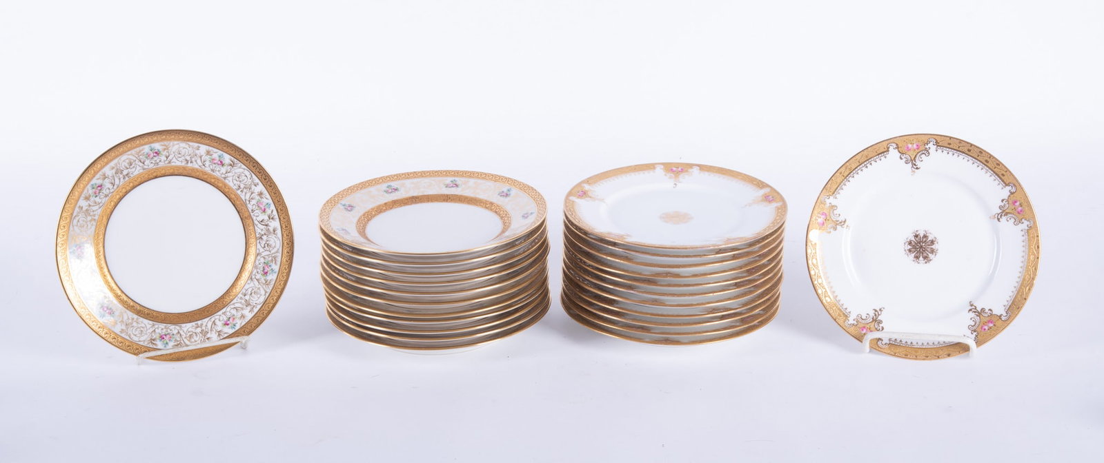 Twenty-Four Limoges Porcelain Gold Encrusted Desert Plates (1 of 5)