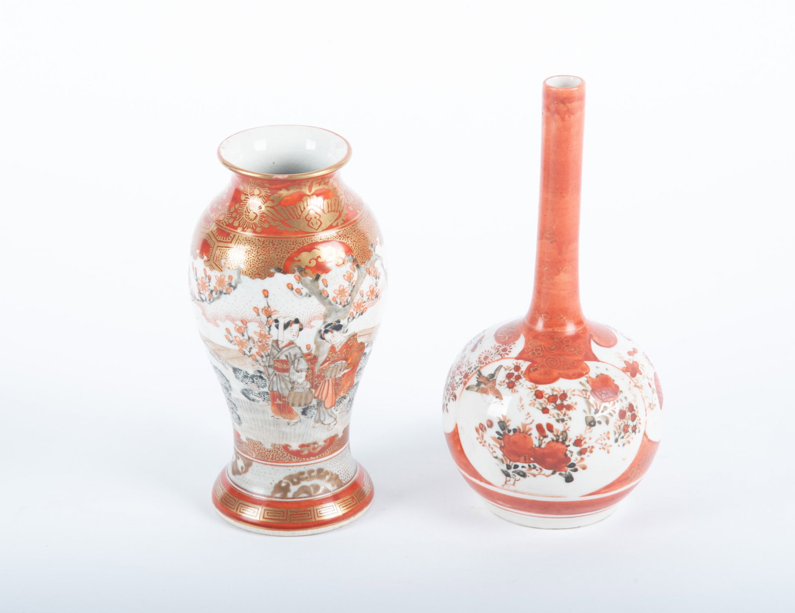 Two Japanese Red Kutani Porcelain Vases (1 of 4)