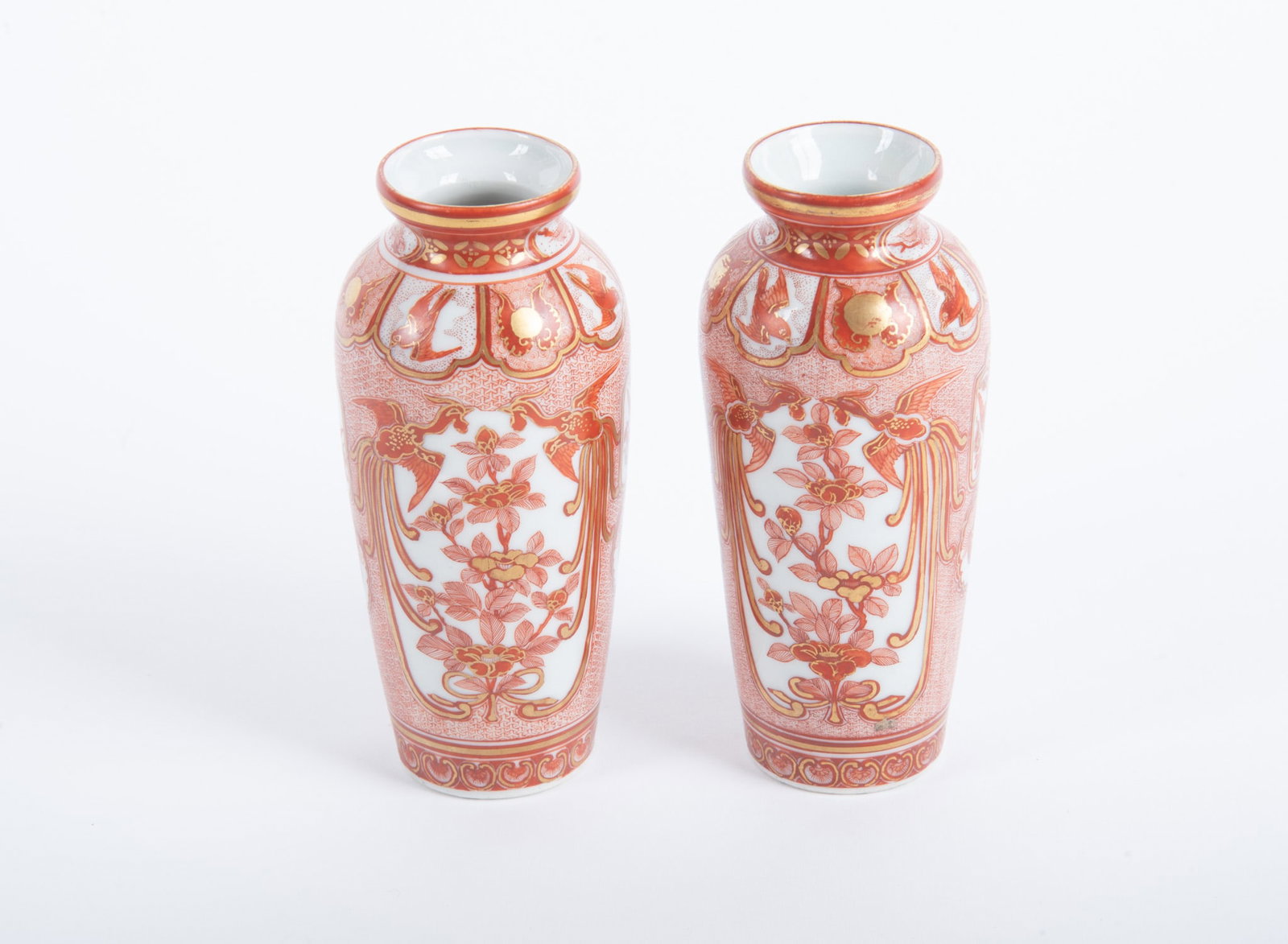 A Pair of Japanese Kutani Dragon and Phoenix Cabinet Vases (1 of 3)