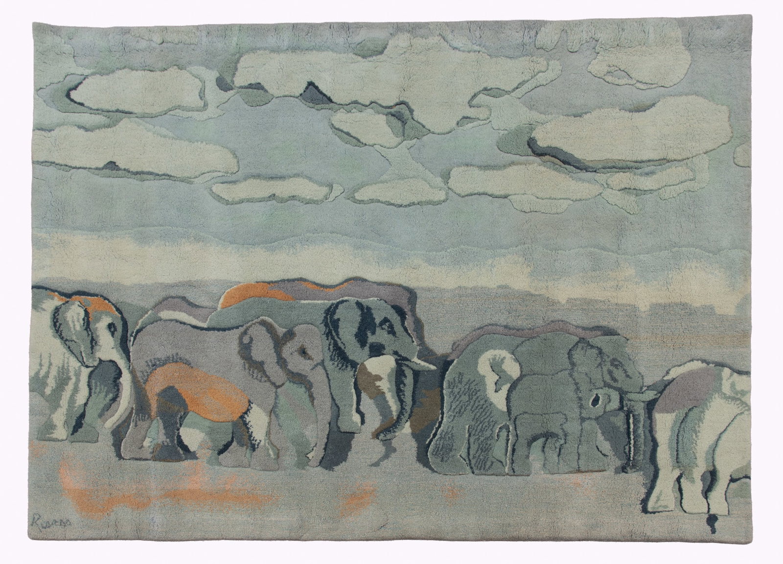 Larry Rivers, American (1923-2002), Amboseli Elephants, circa 1968, wool tapestry, from the edition (1 of 6)