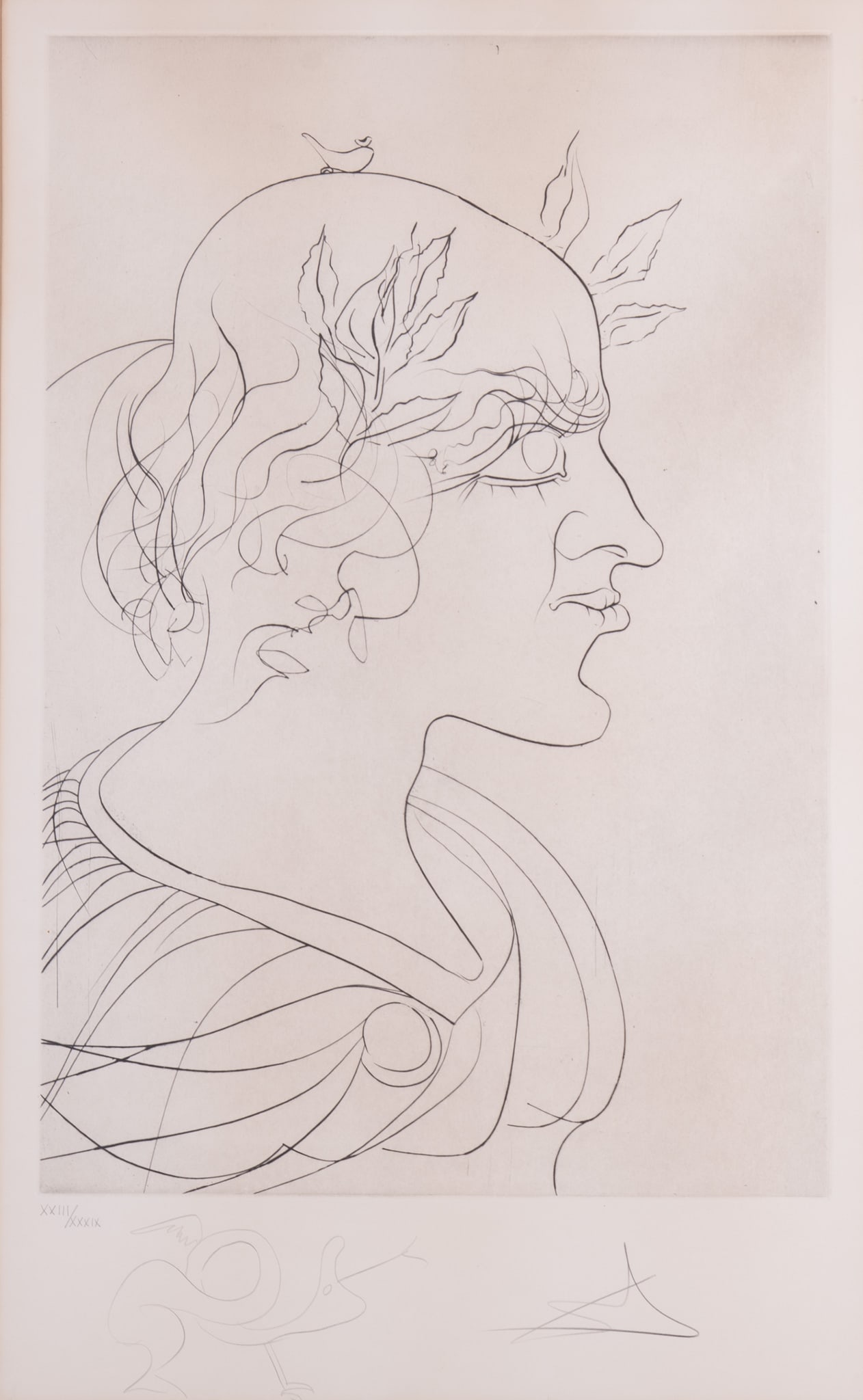 Salvador Dali, Spanish (1904-1989), Surmised Features of Francesc Pujols Had He Lived in the Time of: Salvador Dali Spanish, (1904-1989) Surmised Features of Francesc Pujols Had He Lived in the Time of the First Emperor Trajan, from Pujols per Dal?, 1974 engraving on Arches paper, ed. XXIII/XXXIX sign