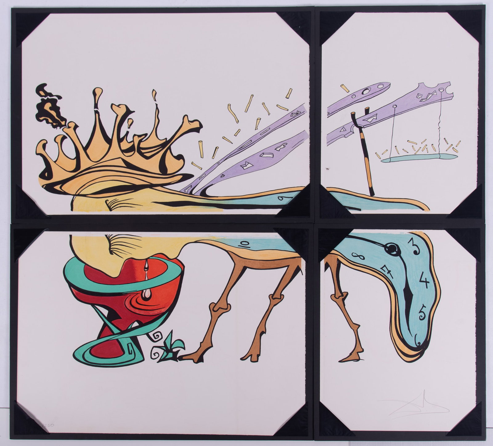 Salvador Dali, Spanish (1904-1989), Royal Insect, from Vitraux in four sheets, 1974, color: Salvador Dali Spanish, (1904-1989) Royal Insect, from Vitraux in four sheets, 1974 color lithograph on four sheets of Arches paper, ed. 106/250 Each sheet is loose and presented on boards with mountin