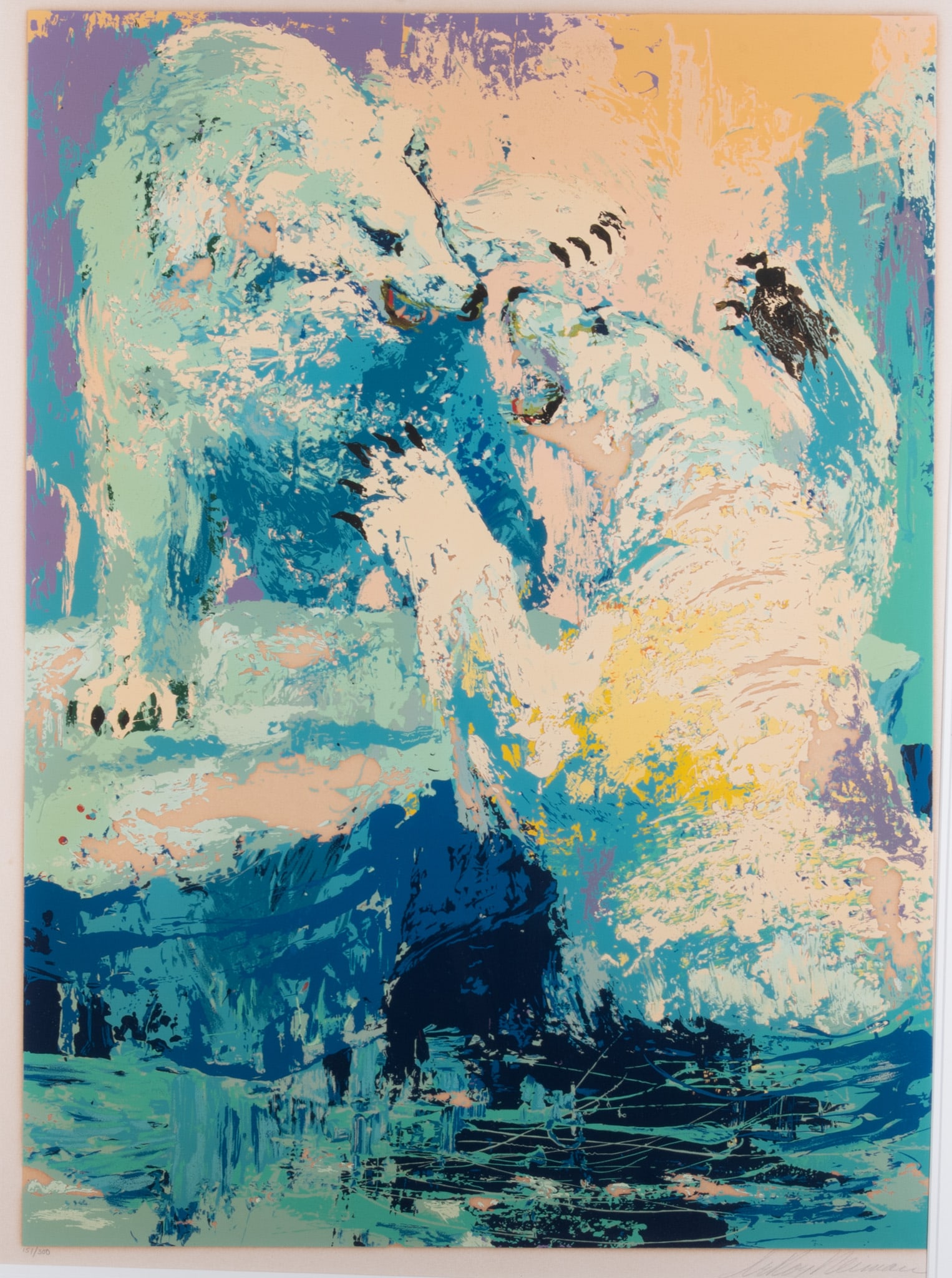 LeRoy Neiman, New York (1921-2012), Polar Bears, 1979, serigraph on paper, ed. 151/300: LeRoy Neiman New York, (1921-2012) Polar Bears, 1979 serigraph on paper, ed. 151/300 signed and numbered in pencil on the mount, framed. 38 x 28 inches; 46 x 36 inches (overall with frame)