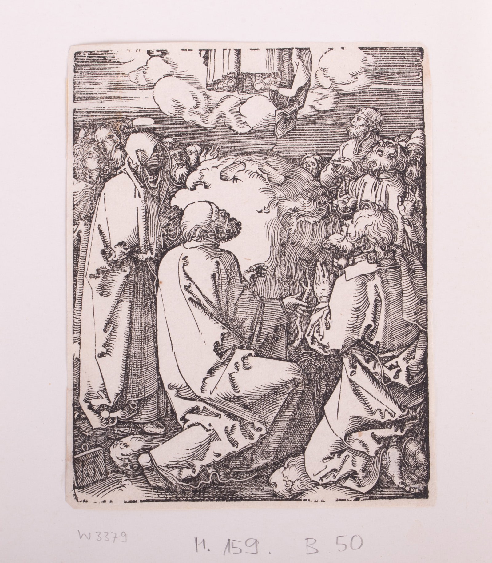 Albrecht Durer, German (1471-1528), The Ascension (plate 35 from The Small Passion) (B. 50; M.,: Albrecht Durer German, (1471-1528) The Ascension (plate 35 from The Small Passion) (B. 50; M., Holl. 159; S.M.S. 220) woodcut with collector's stamp belonging to Hermann Marx (died 1948), a financier 