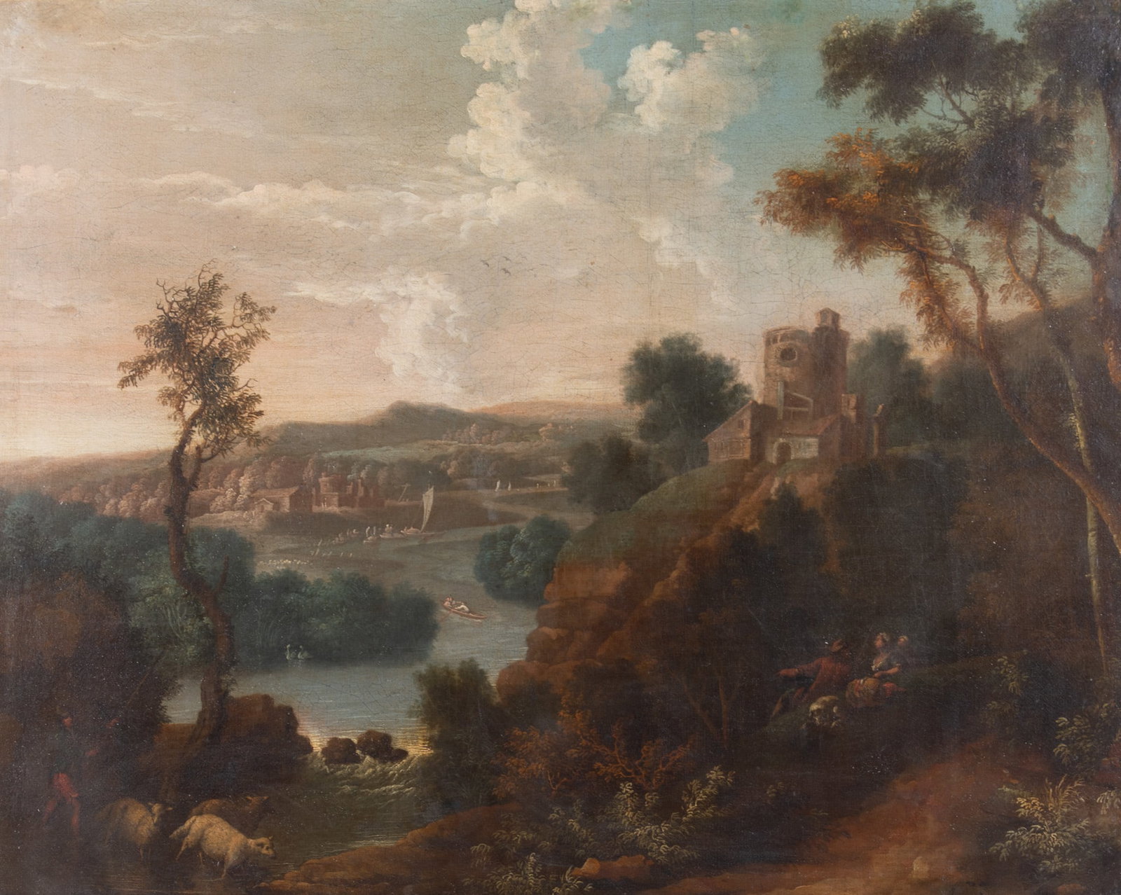 Circle of Richard Wilson, Wales (1713-1782), An Italianate Landscape with foreground shepherd and (1 of 7)