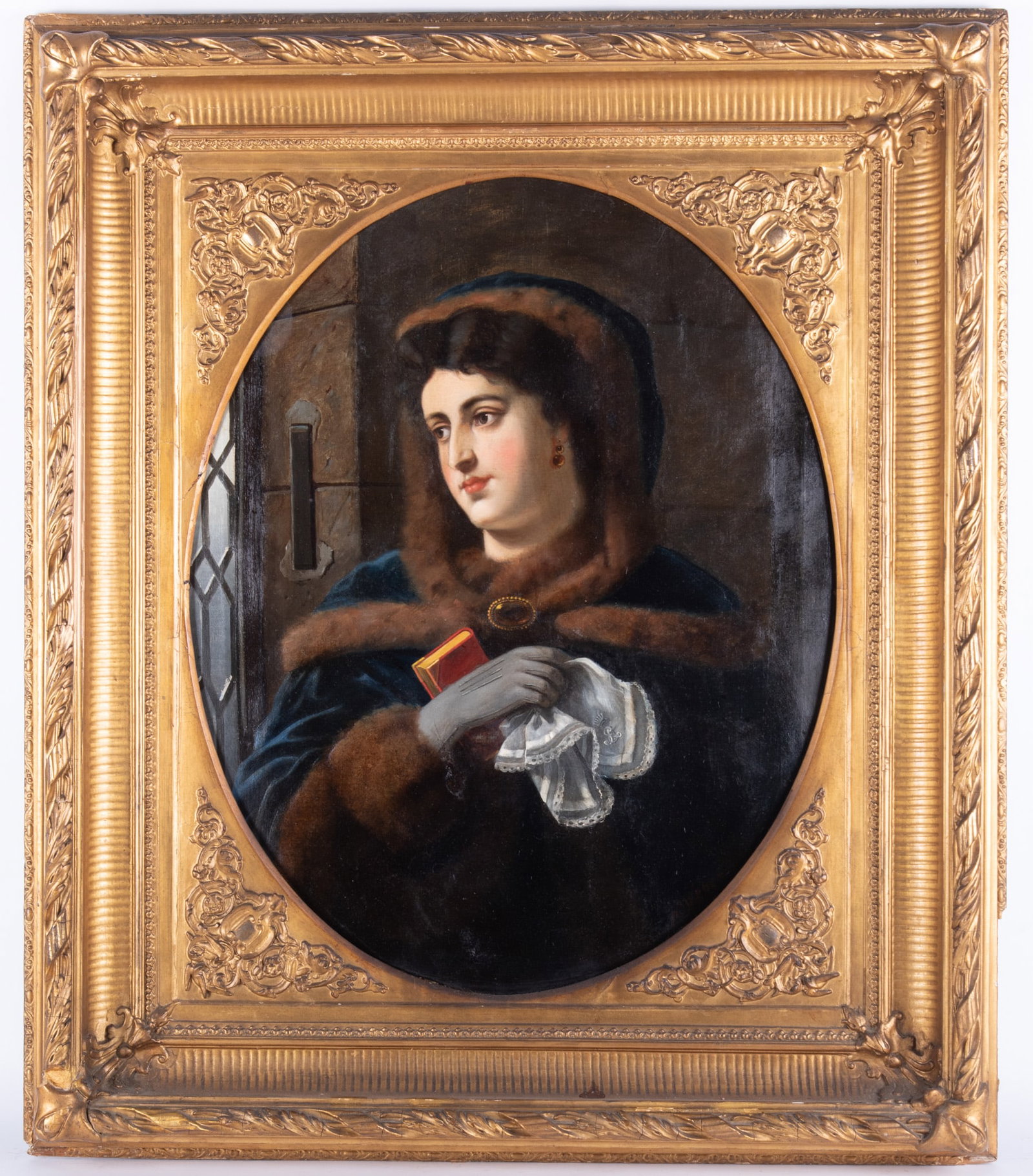 Heinrich Weber, Germany 1843-1913, Portrait of a Woman in a Fur Lined Cloak, oil on canvas, lined: Heinrich Weber Germany, 1843-1913 Portrait of a Woman in a Fur Lined Cloak oil on canvas, lined gilt-framed. 31 x 24 inches; 43 x 36 inches (overall with frame)