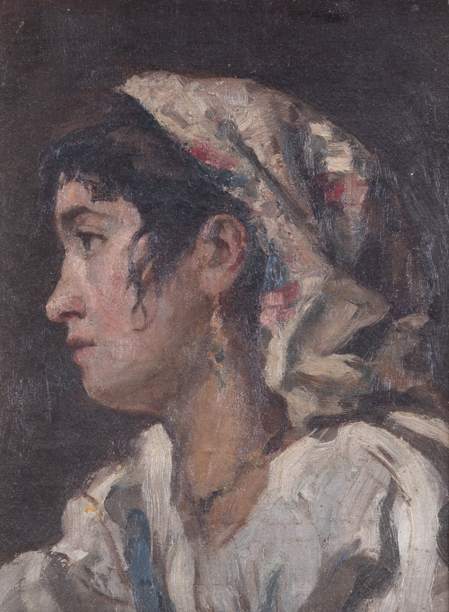 In the Style of William Merritt Chase, American (1849-1916), A Girl of the Fields, oil on canvas: In the Style of William Merritt Chase American, (1849-1916) A Girl of the Fields oil on canvas unsigned, gilt-framed. Healy Galleries label affixed to the stretcher 17 x 12 1.2 inches; 26 x 21 1/2 inc