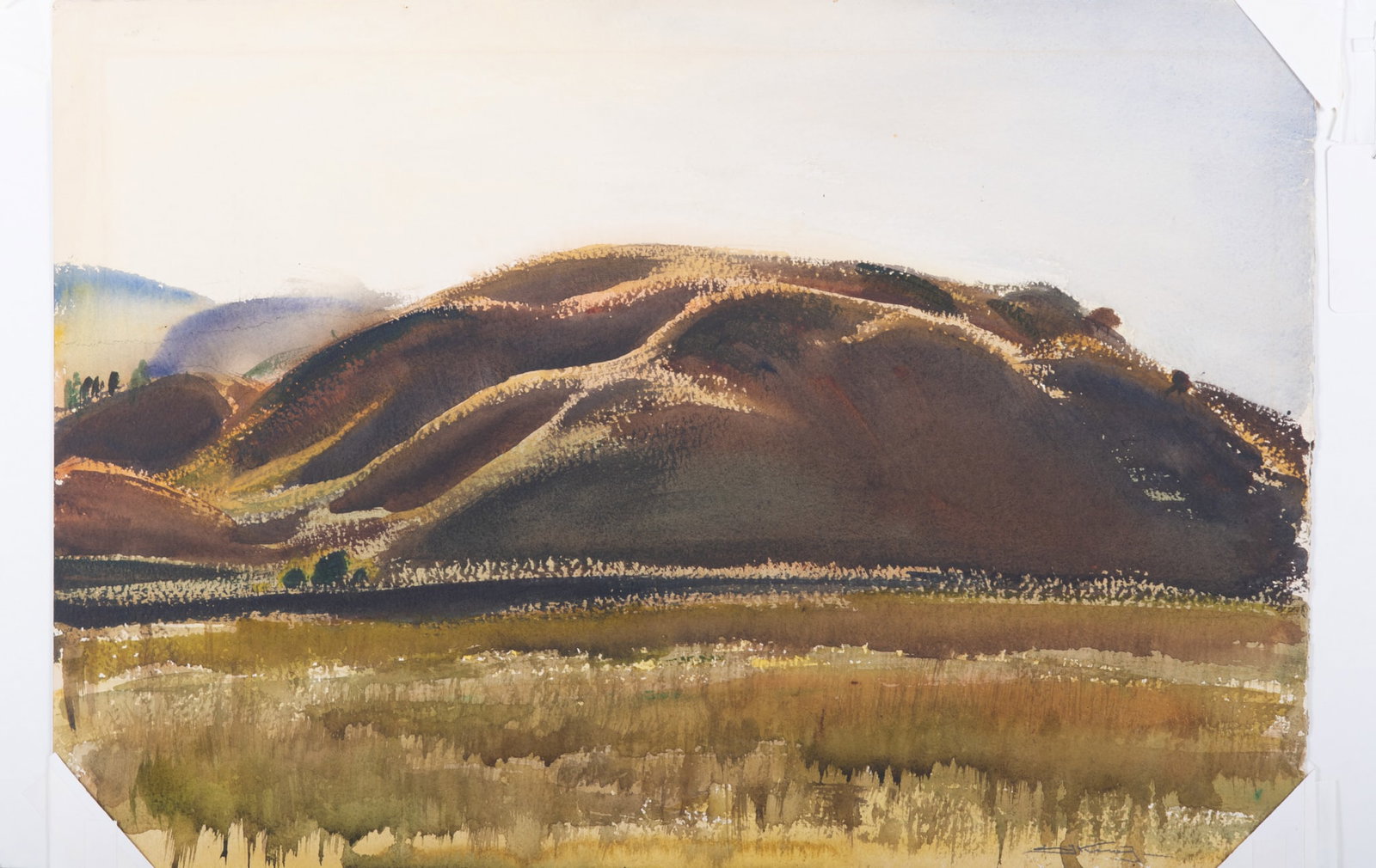 Emil Cosa Jr., French (1903-1968), Russet Brown Hills, watercolor: Emil Cosa Jr. French, (1903-1968) Russet Brown Hills watercolor signed lower right, unframed 19 x 26 3/4 inches