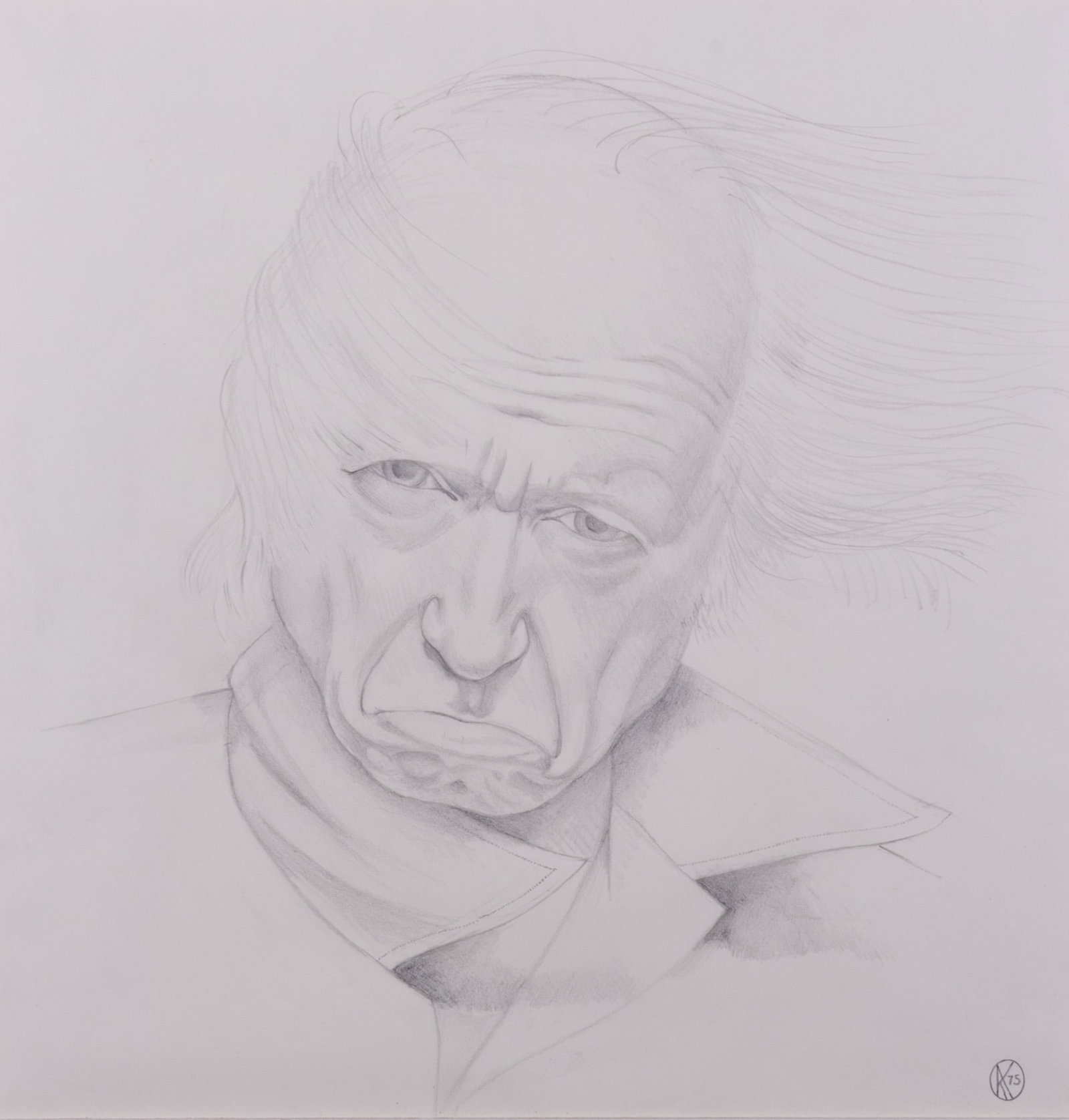 Russell Kraus, St. Louis (1918-2009), Self Portrait, graphite on paper (1 of 5)