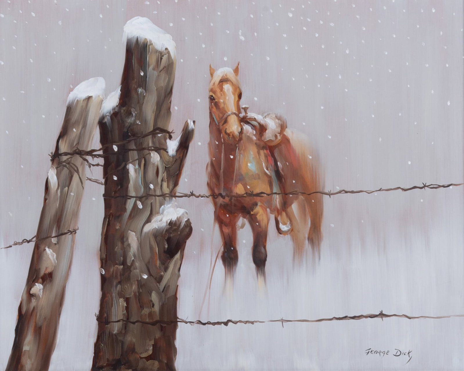George Dick, New Mexico / Wisconsin (1916-1978), Waiting at the Gate, oil on board (1 of 5)