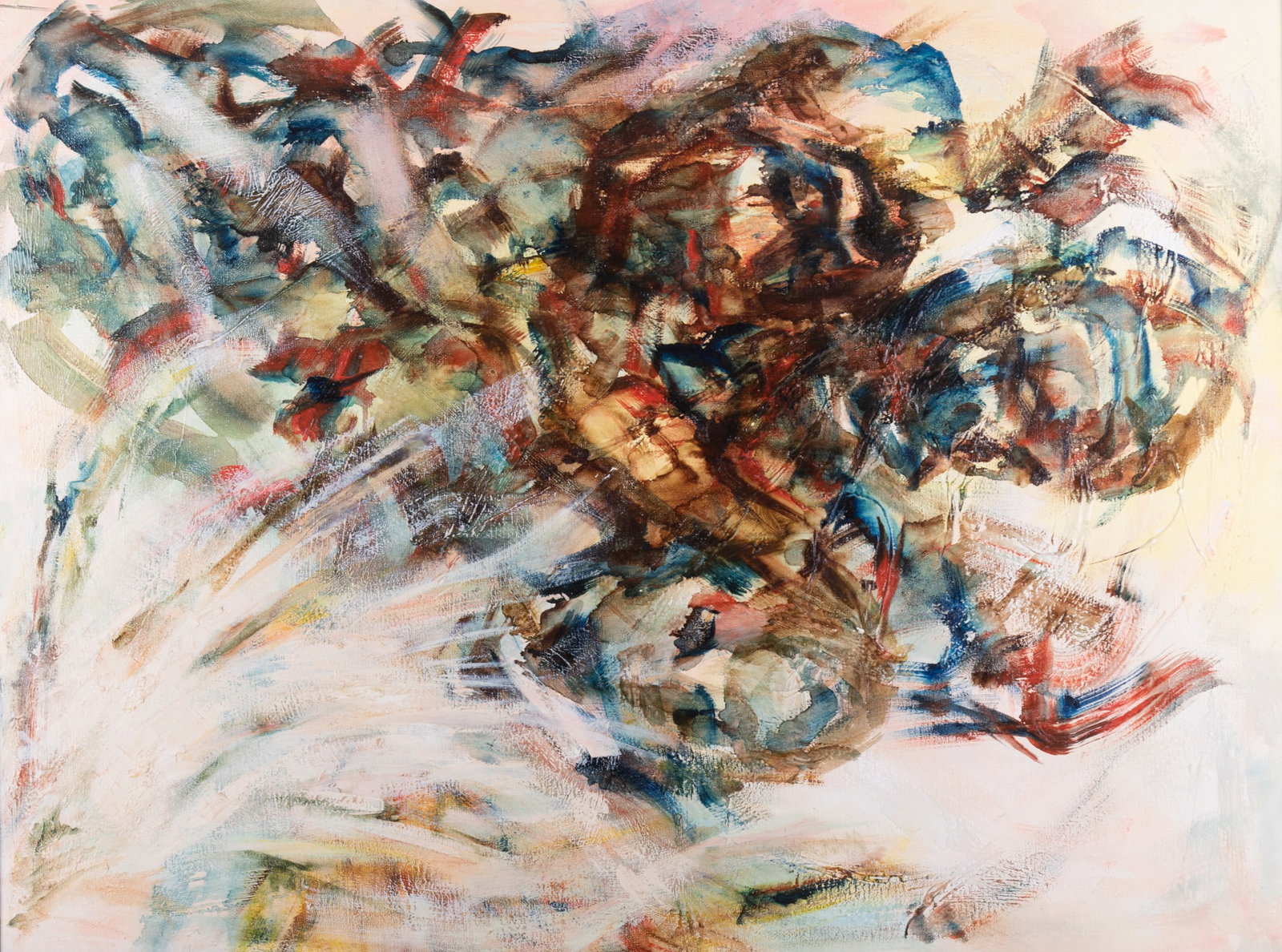 Maimie Stephenson, California Mid-20th Century, Ahab, Meshal & Abednigo, 1968, oil on canvas: Maimie Stephenson California, Mid-20th Century Ahab, Meshal & Abednigo, 1968 oil on canvas signed and titled verso, framed. 36 1/2 x 48 1/2 inches (overall)