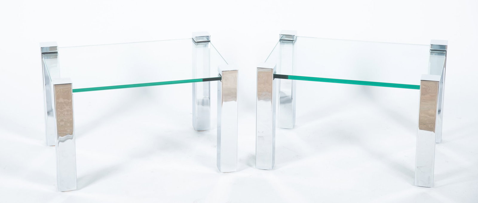 Pair of Mid Century Modern Side Tables, Chrome and Glass (1 of 3)
