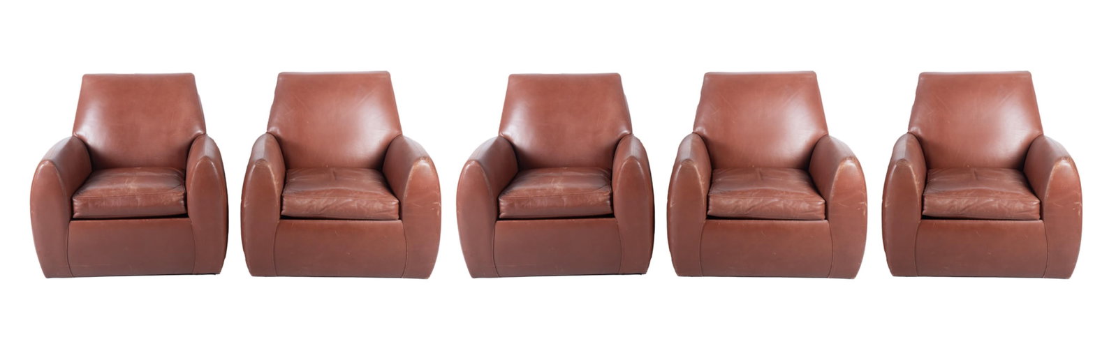 Five Brown Leather Dakota Jackson Club Chairs, Model no. Ke-Zu (1 of 3)