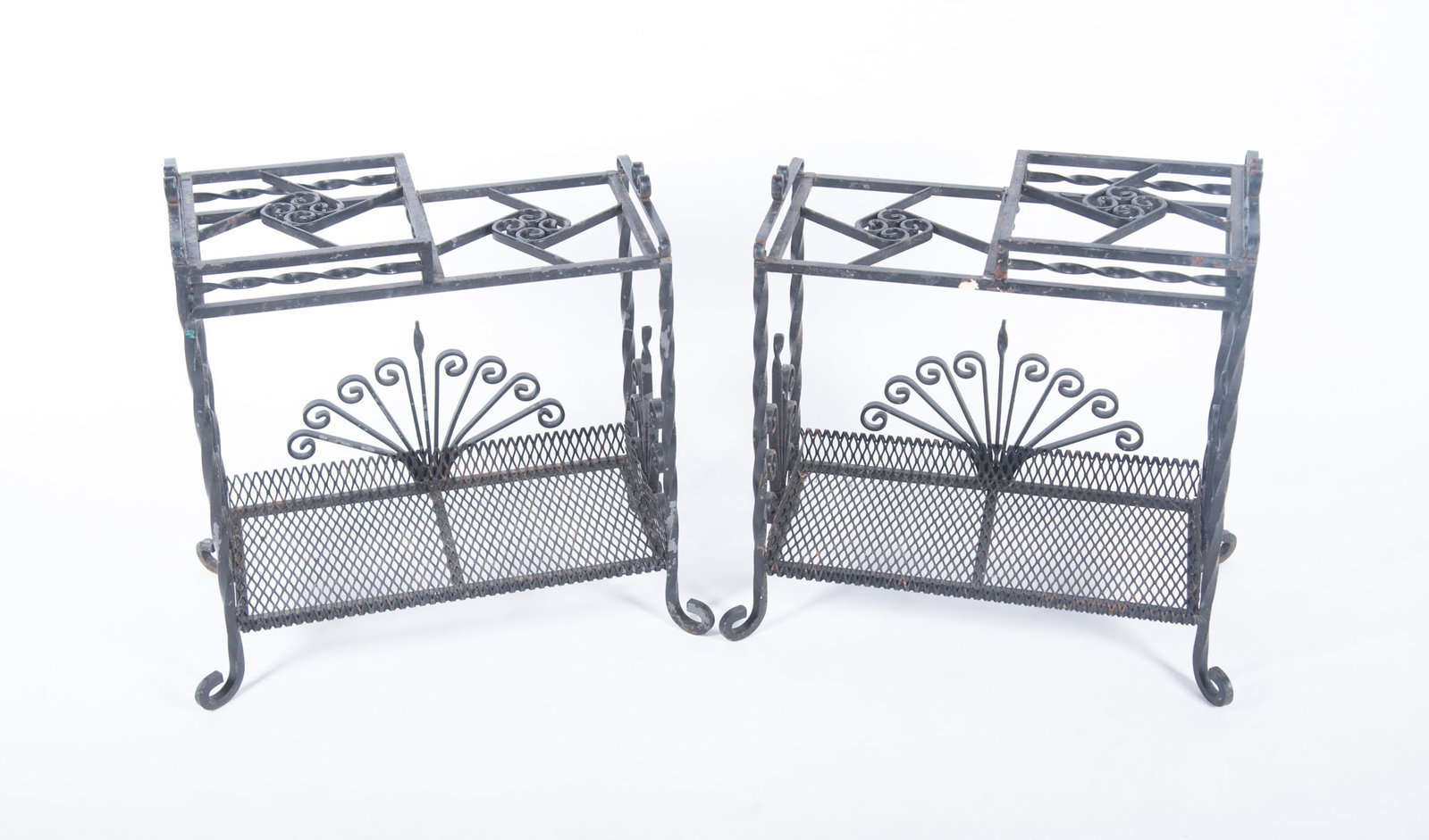 A Pair of Art Deco Black Wrought Iron Side Tables (1 of 4)