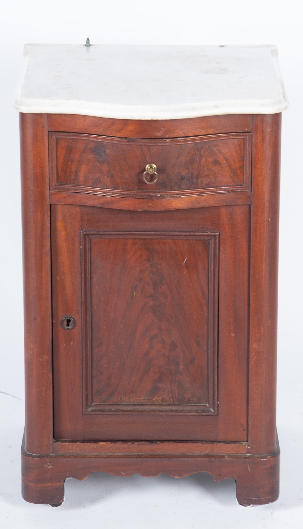 Victorian Marble Top Half Commode: Victorian Marble Top Half Commode Late 19th century. One drawer over the door on casters. 29 x 18 x 17 inches