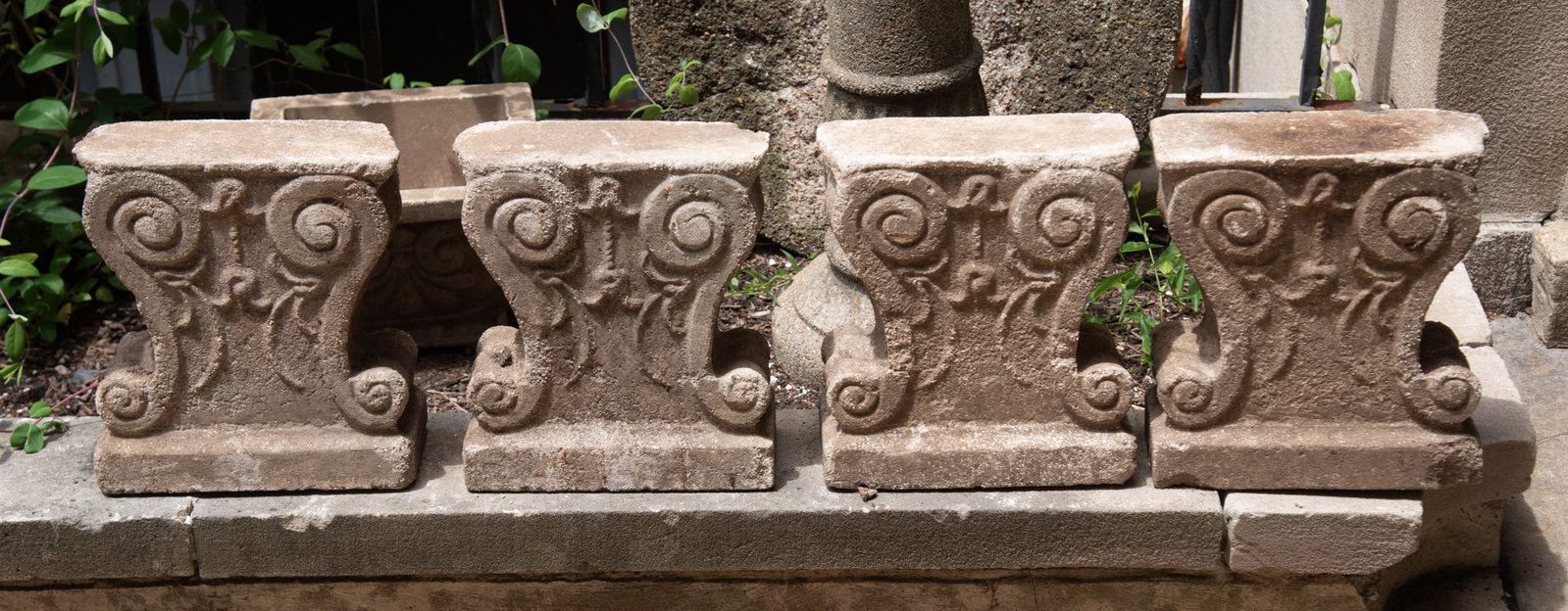 Set of Four Cast Stone Architectural Bench Legs (1 of 3)