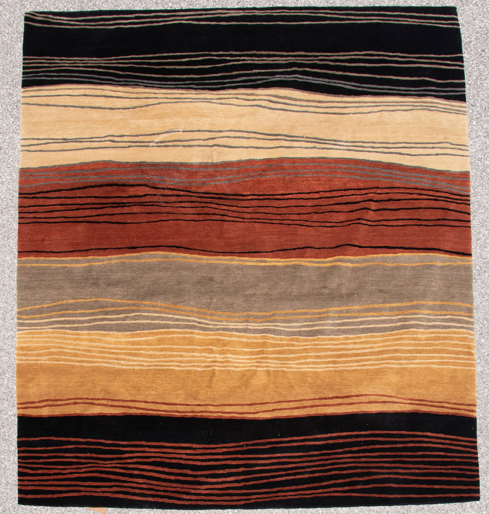 Handwoven Modern Design Room Rug: Handwoven Modern Design Room Rug With five primary bands in alternating colors and abstract form. 8' 3" x 10' 1"