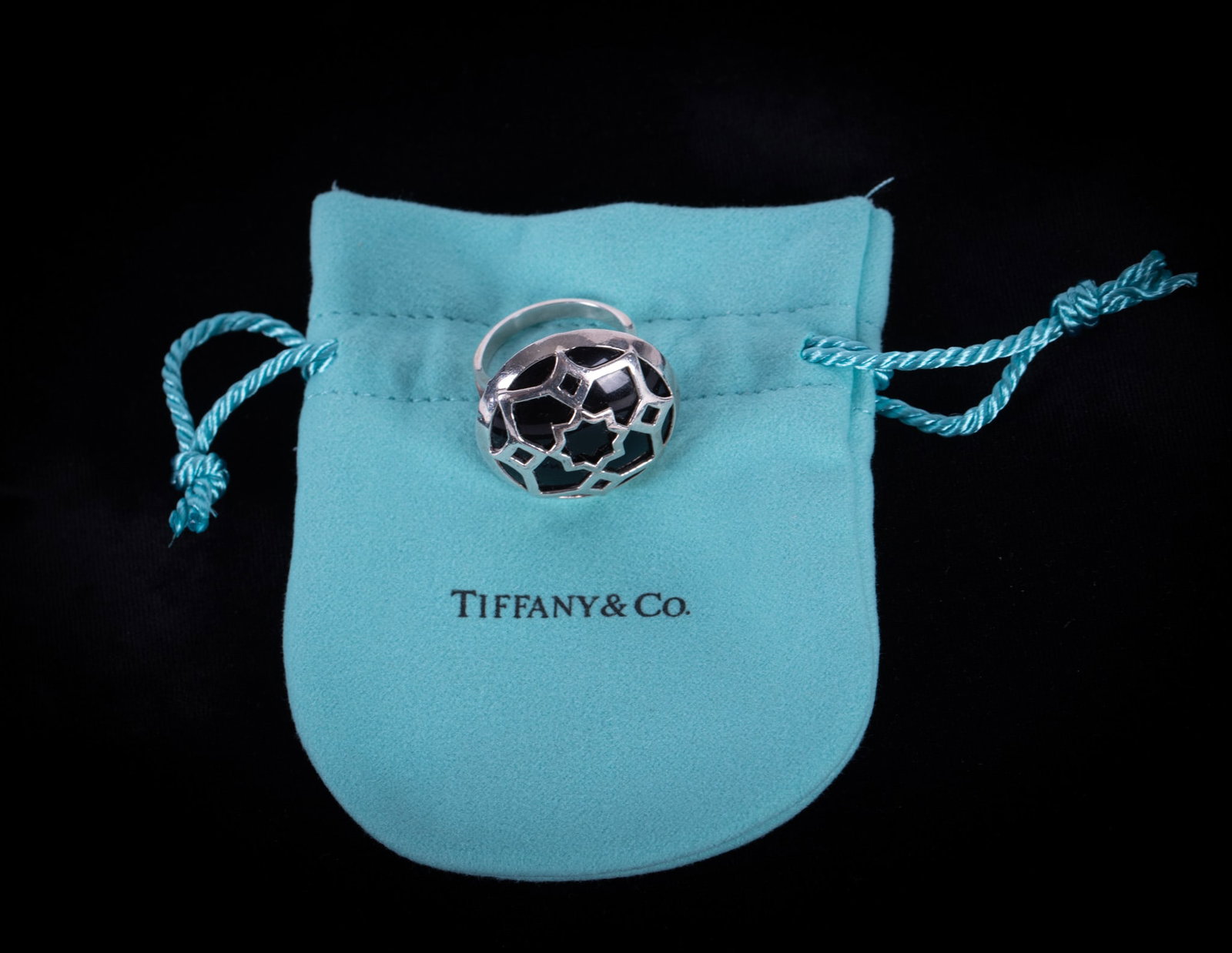 Tiffany & Co. .925 Sterling Silver Paloma Picasso Marrakesh Black Onyx Statement Ring: Tiffany & Co. .925 Sterling Silver Paloma Picasso Marrakesh Black Onyx Statement Ring Ring size 7 3/4, total weight with stone 2.325 troy ounces; with original Tiffany bag.