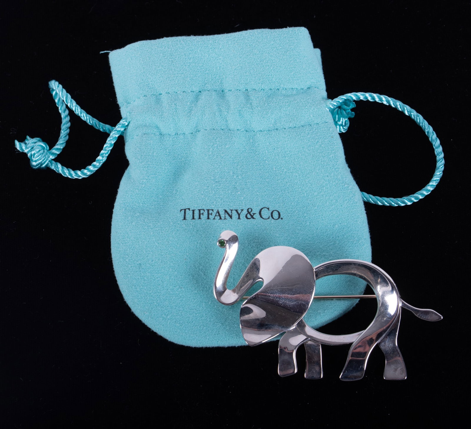 Tiffany & Co. Rare Sterling Silver Elephant Brooch: Tiffany & Co. Rare Sterling Silver Elephant Brooch from the "Save The Wild Collection"; weight 0.565 troy ounces, 2 1/2 x 1 1/2 inches